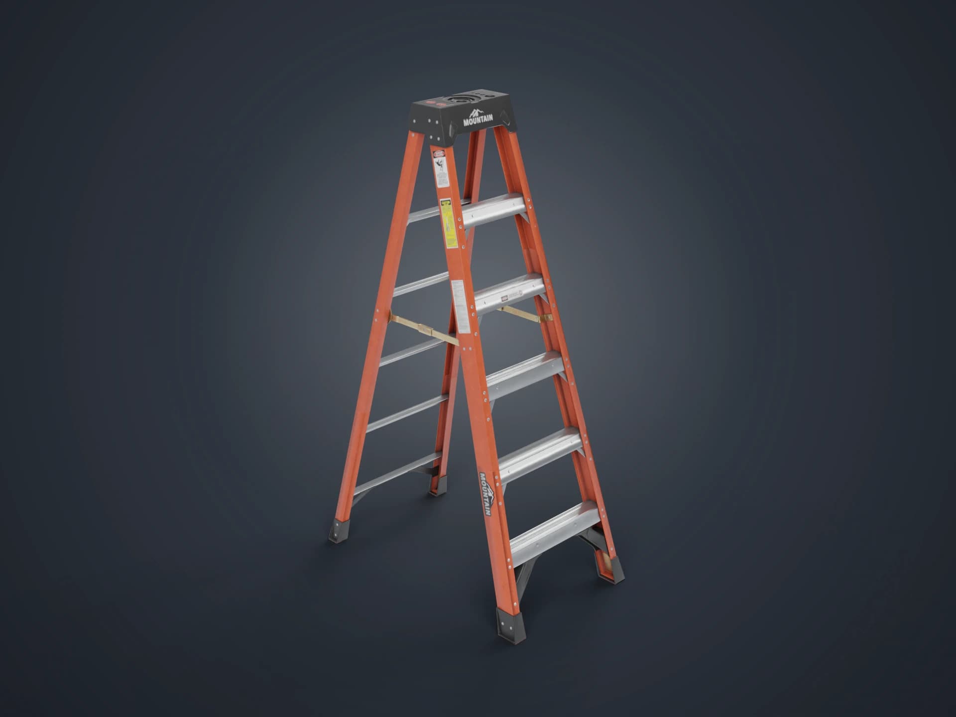Orange Fibreglass Step Ladder 3D Model
