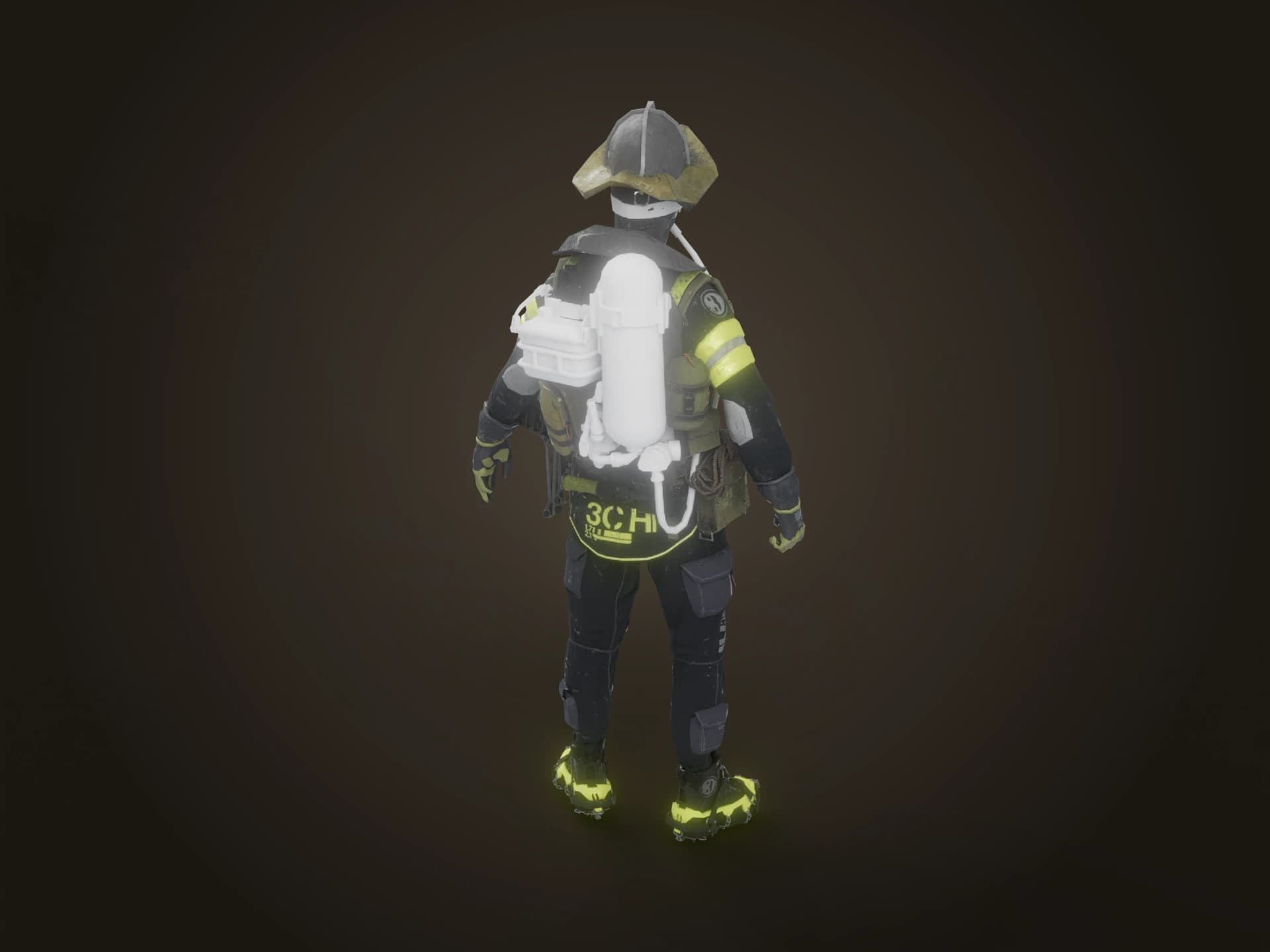 Firefighter in Turnout Gear 3D Model