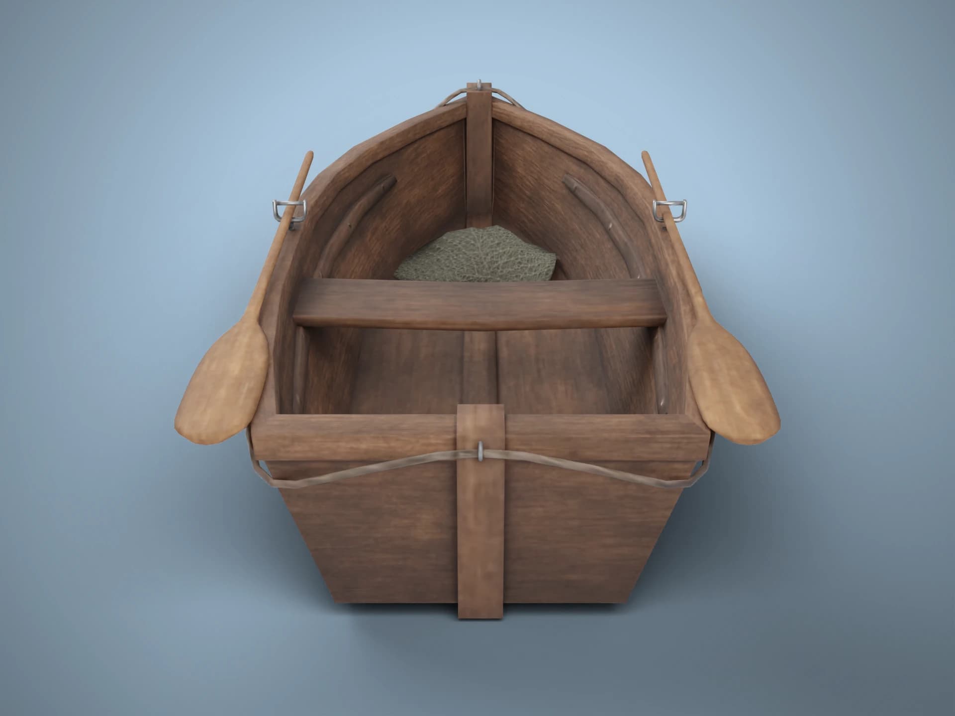 Wooden Fishing Rowboat 3D Model