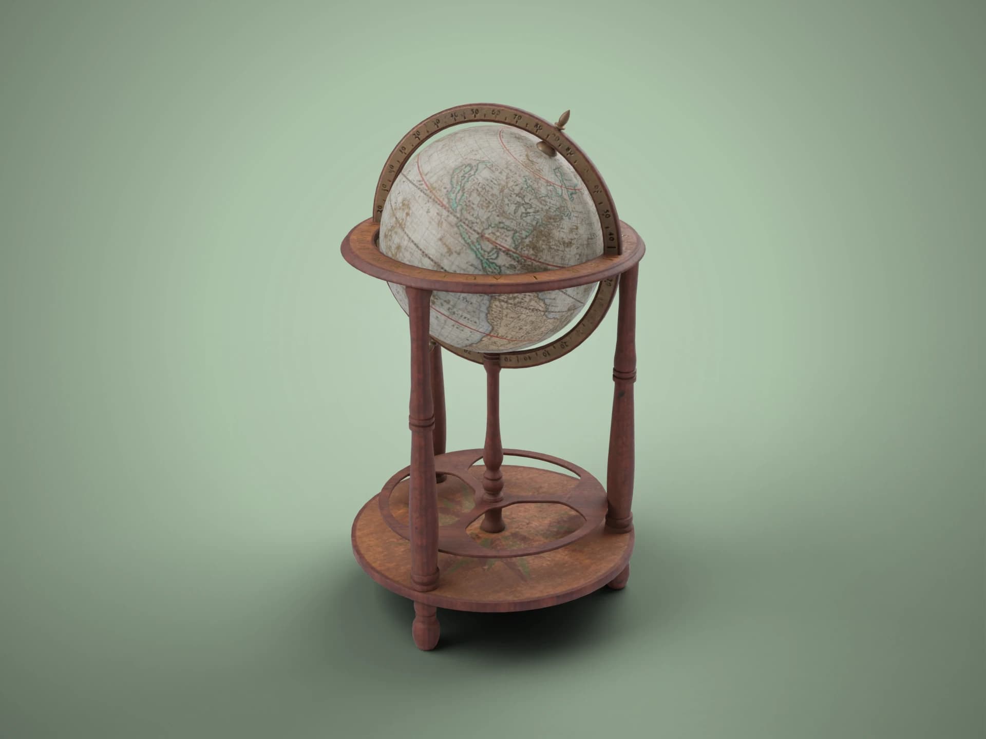 Antique Floor Standing Globe 3D Model