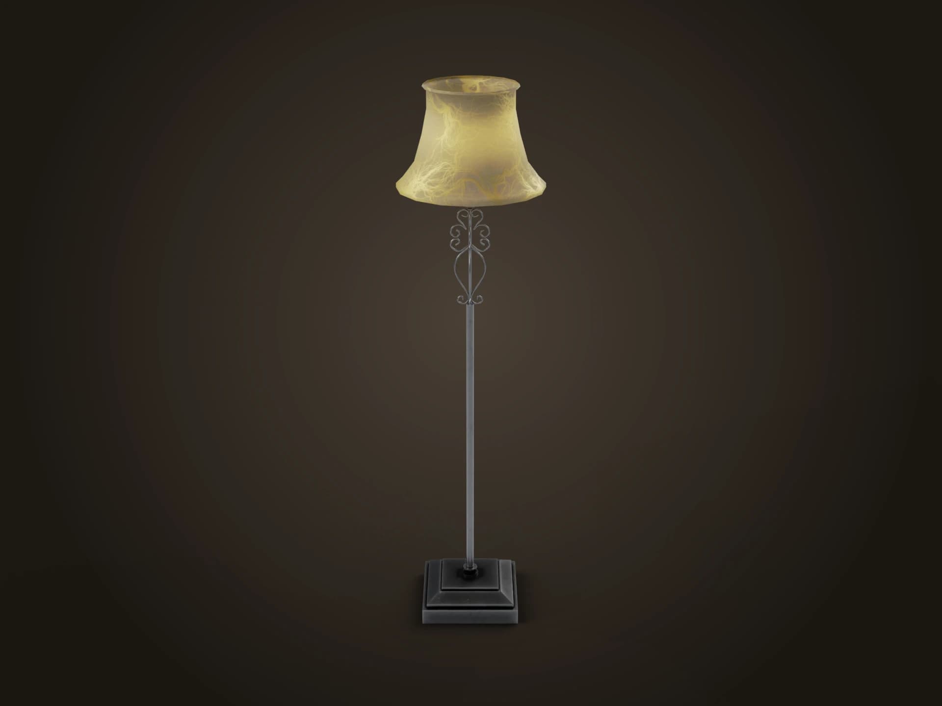 Classic Standing Floor Lamp with Fabric Shade 3D Model