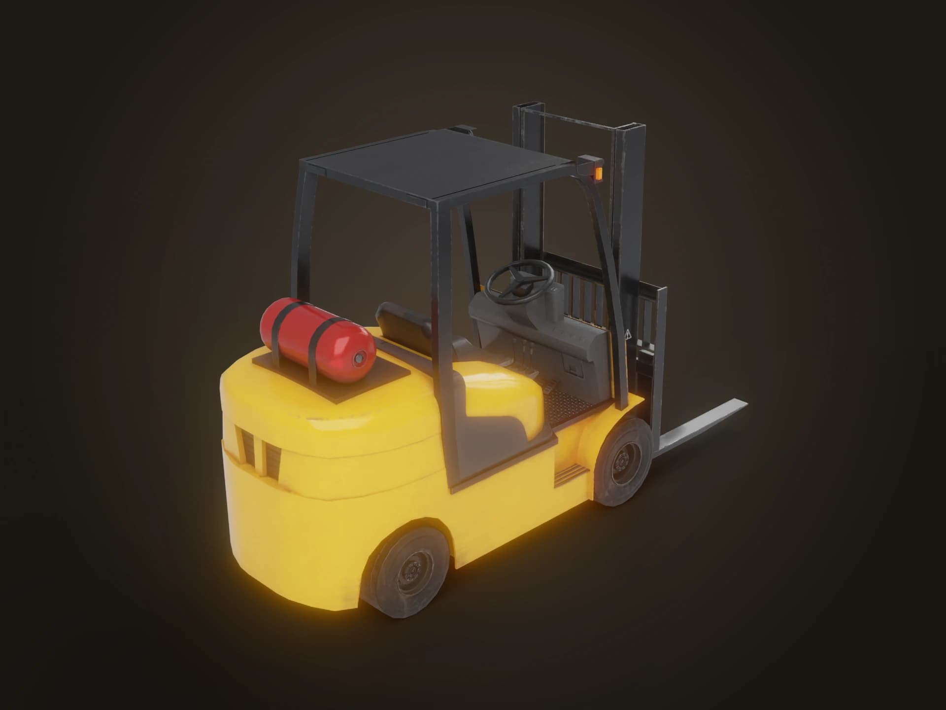 Yellow Warehouse Forklift Truck 3D Model