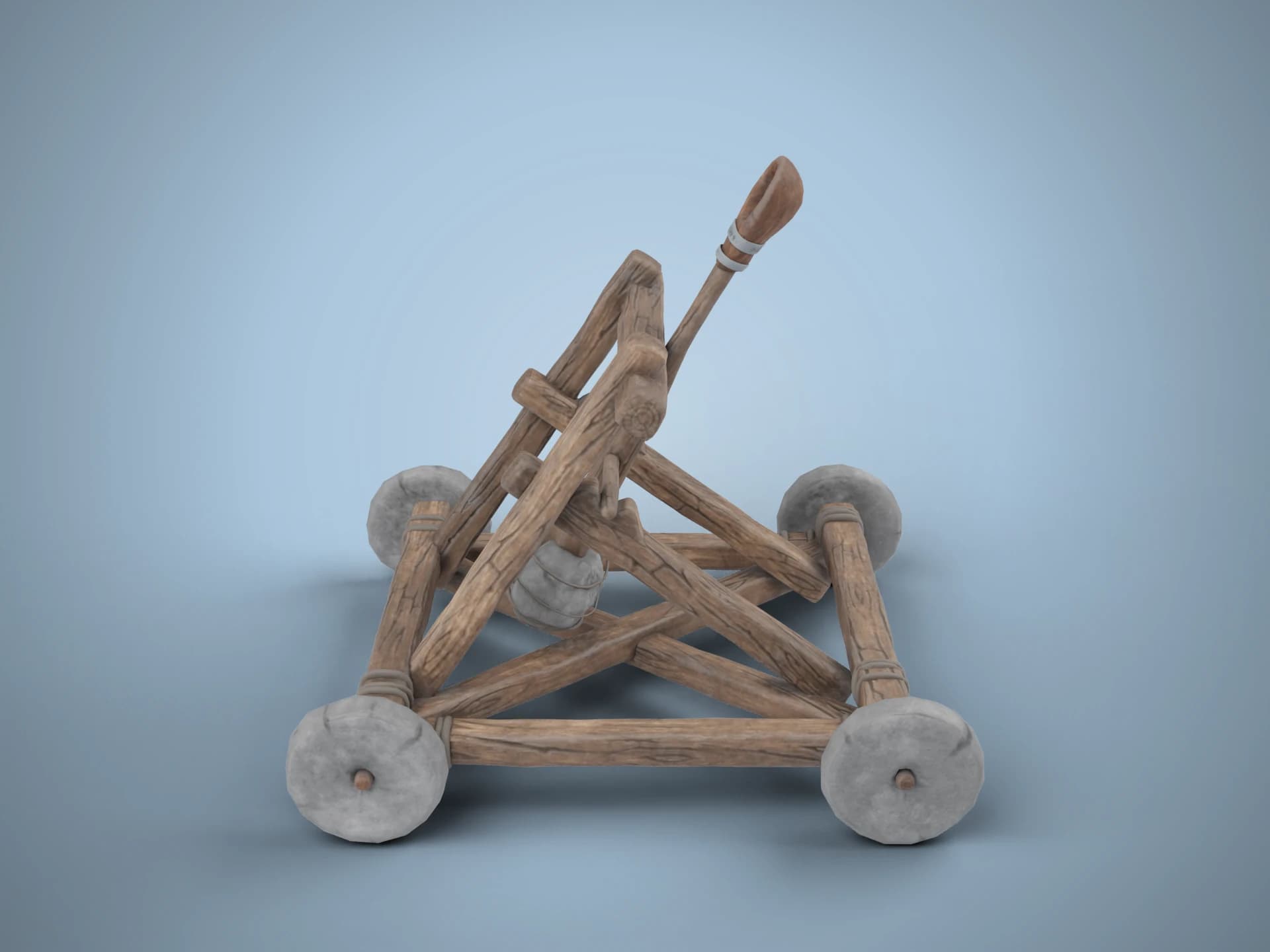 Medieval Wheeled Catapult 3D Model