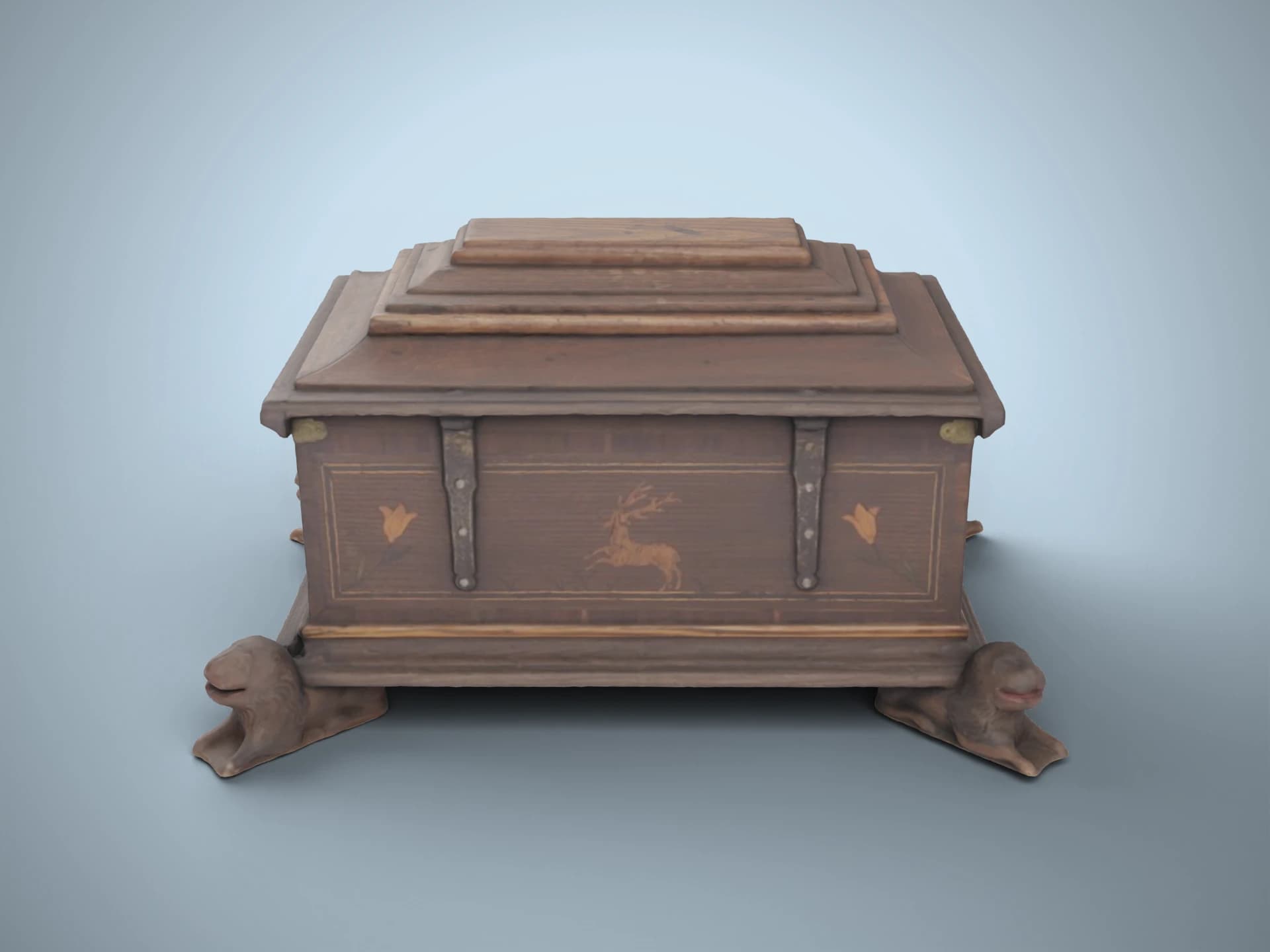 Historic Furriers' Guild Wooden Chest 3D Model