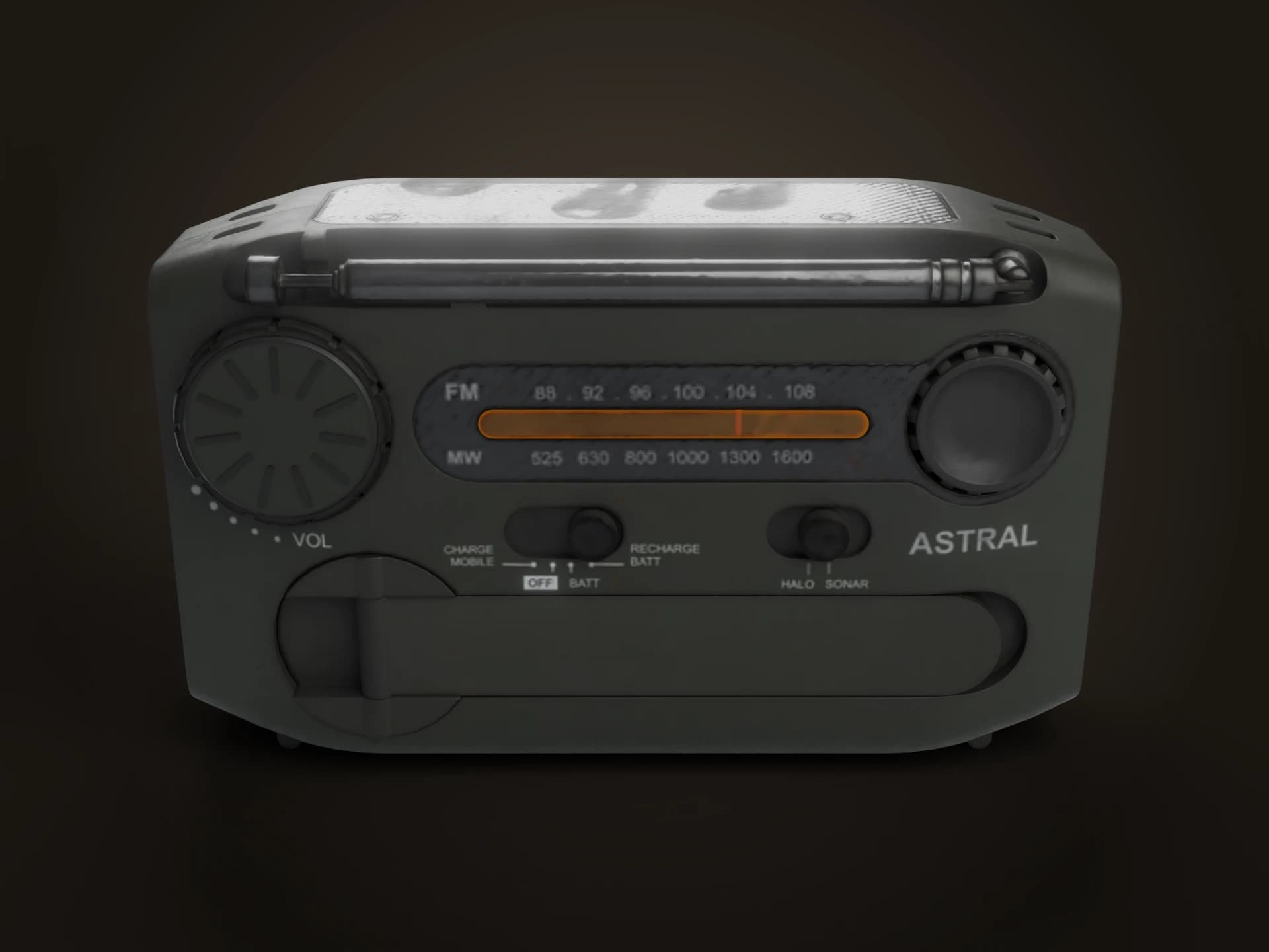 Hand-Crank Emergency Radio and Flashlight 3D Model