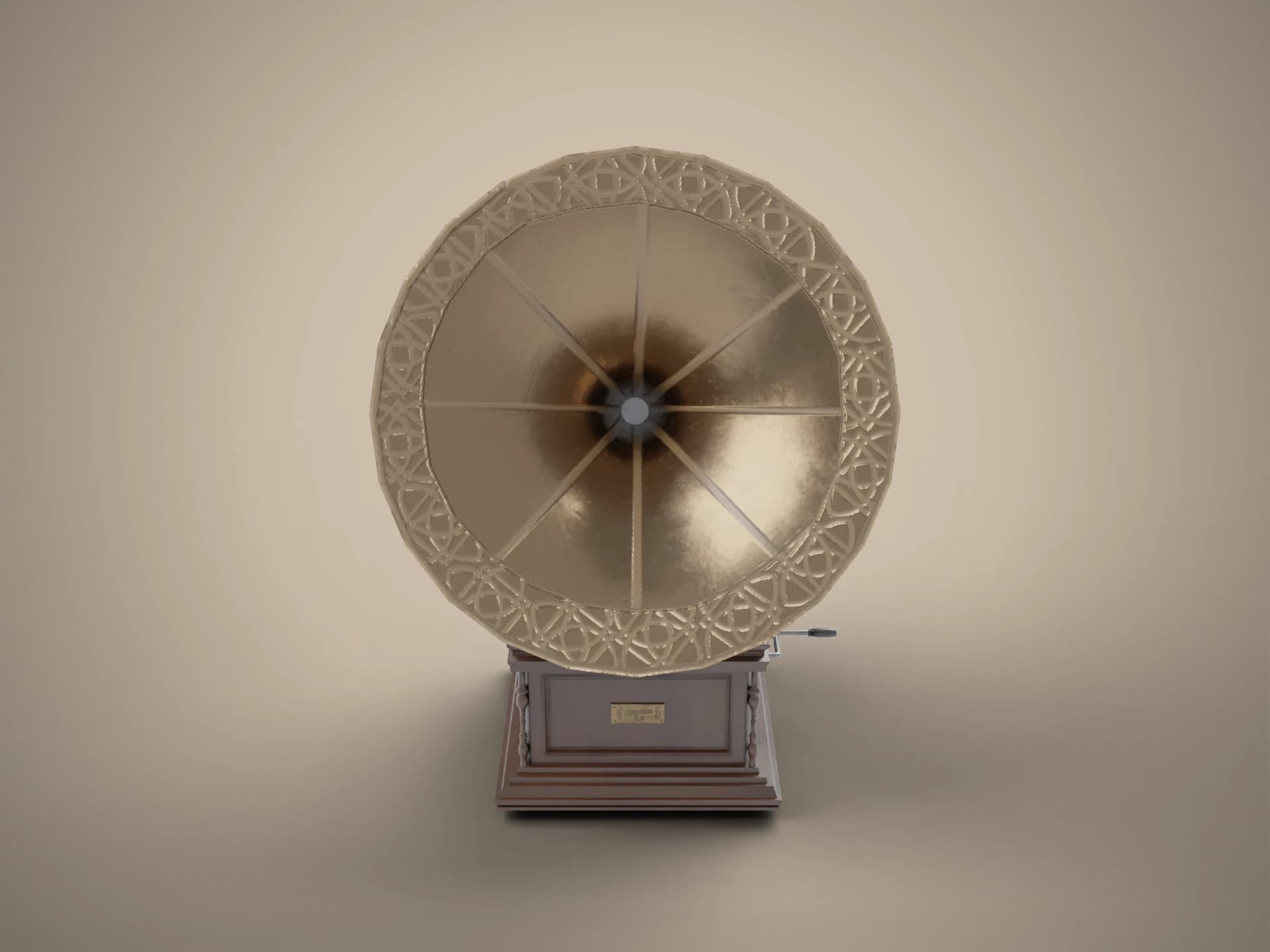 Engraved Horn Gramophone 3D Model