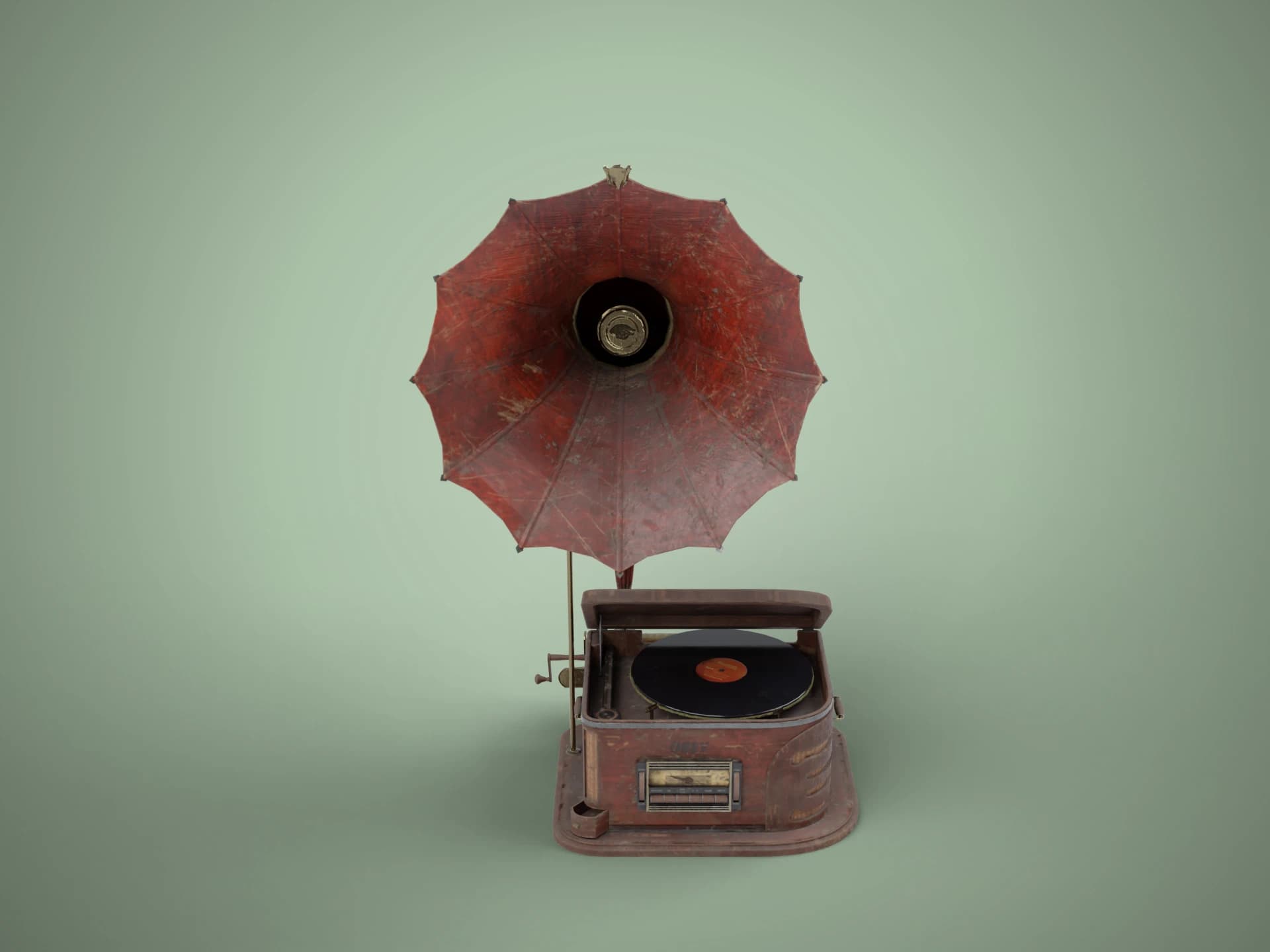 Vintage Gramophone Record Player 3D Model