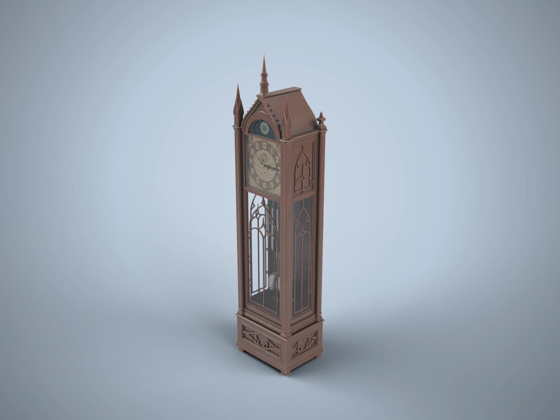 Gothic Grandfather Clock 3D Model