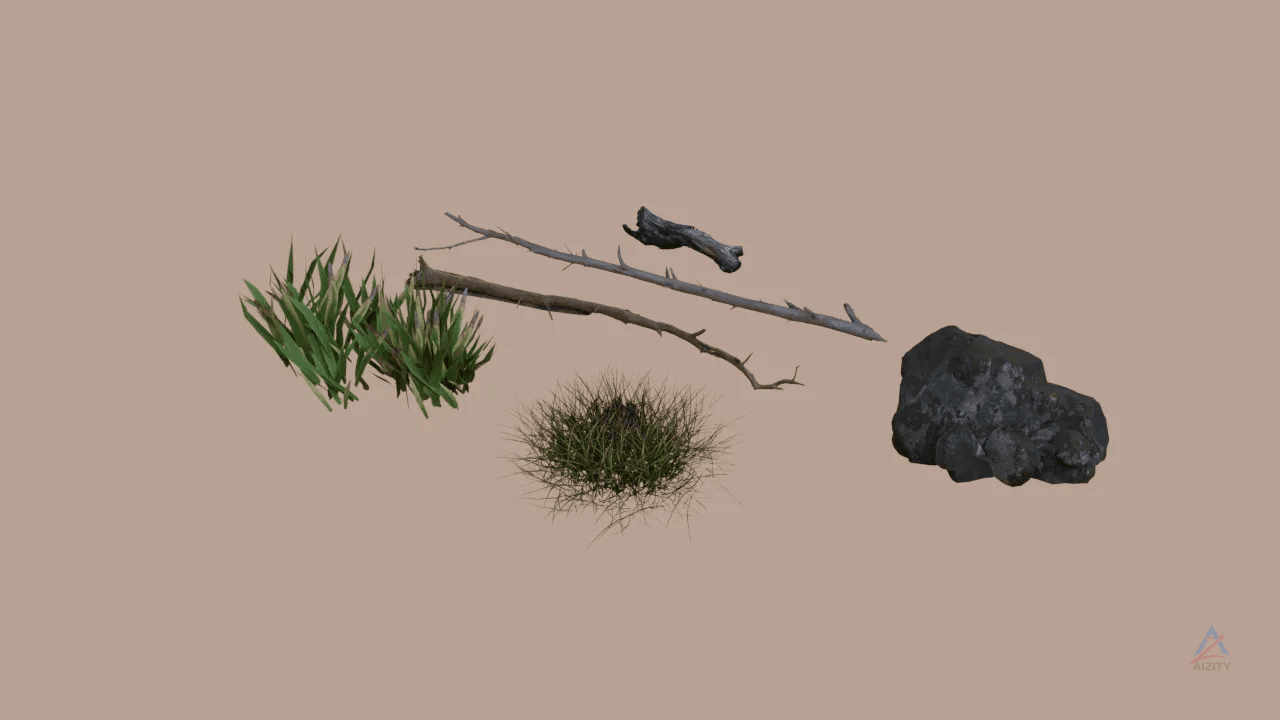 Grass & Debris 3D Model Pack