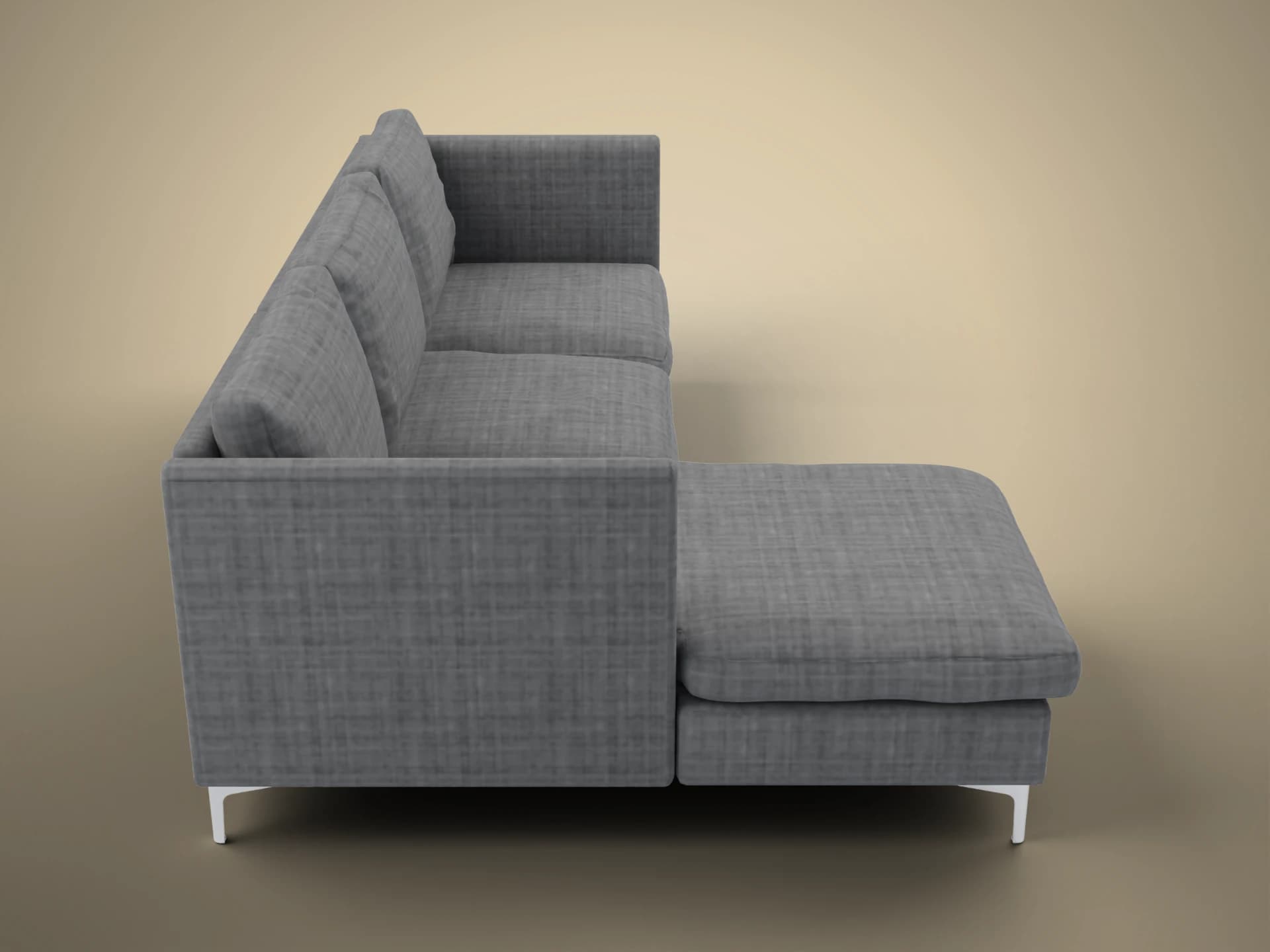 Grey L-Shaped Sectional Sofa 3D Model