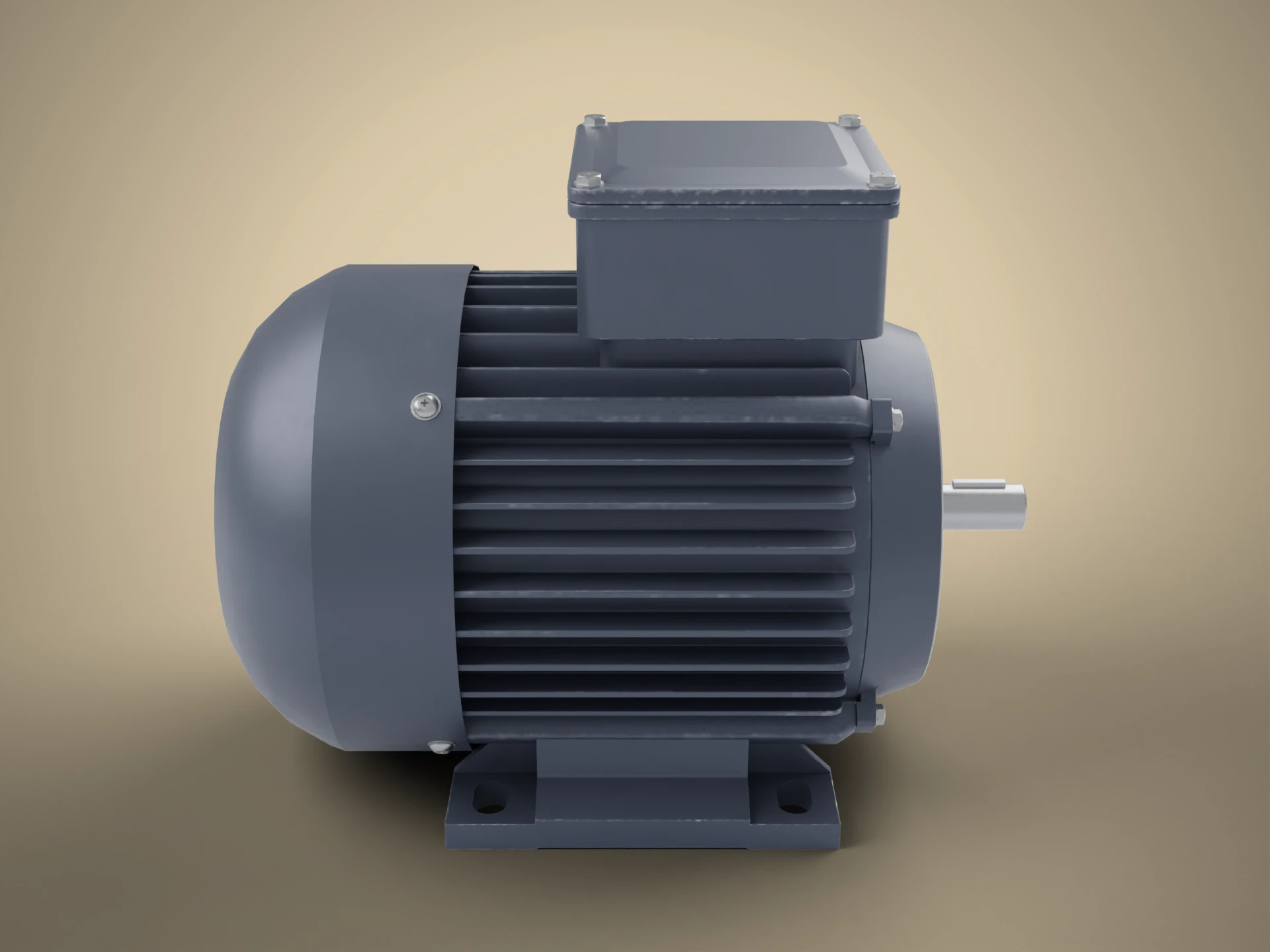 Grey Three-Phase Electric Motor 3D Model