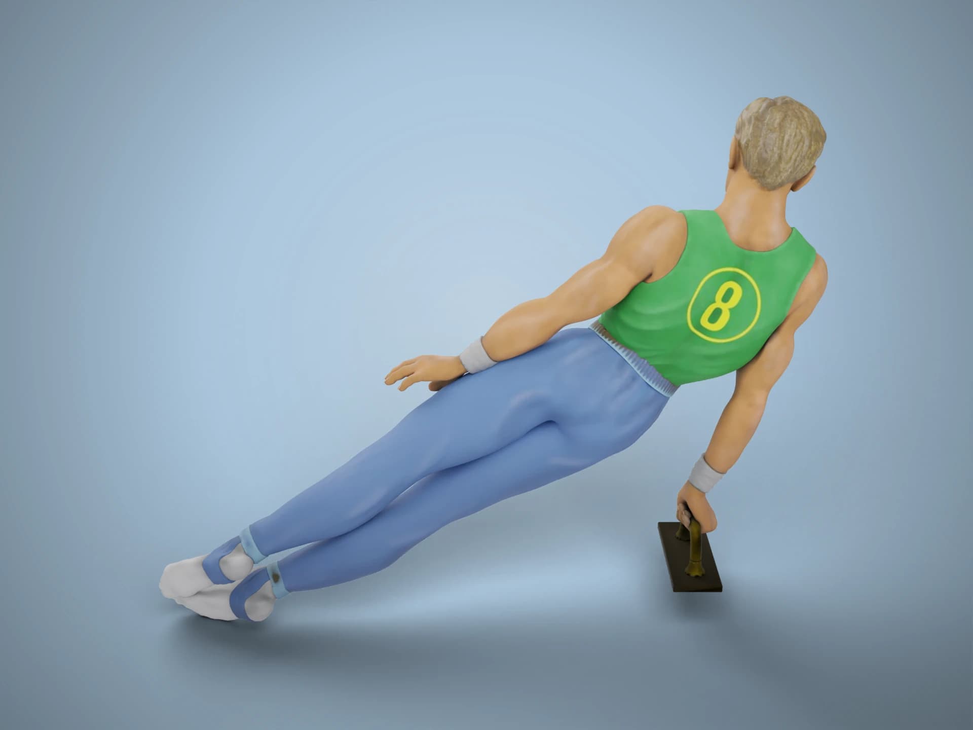 Male Gymnast in Pommel Horse Pose 3D Model