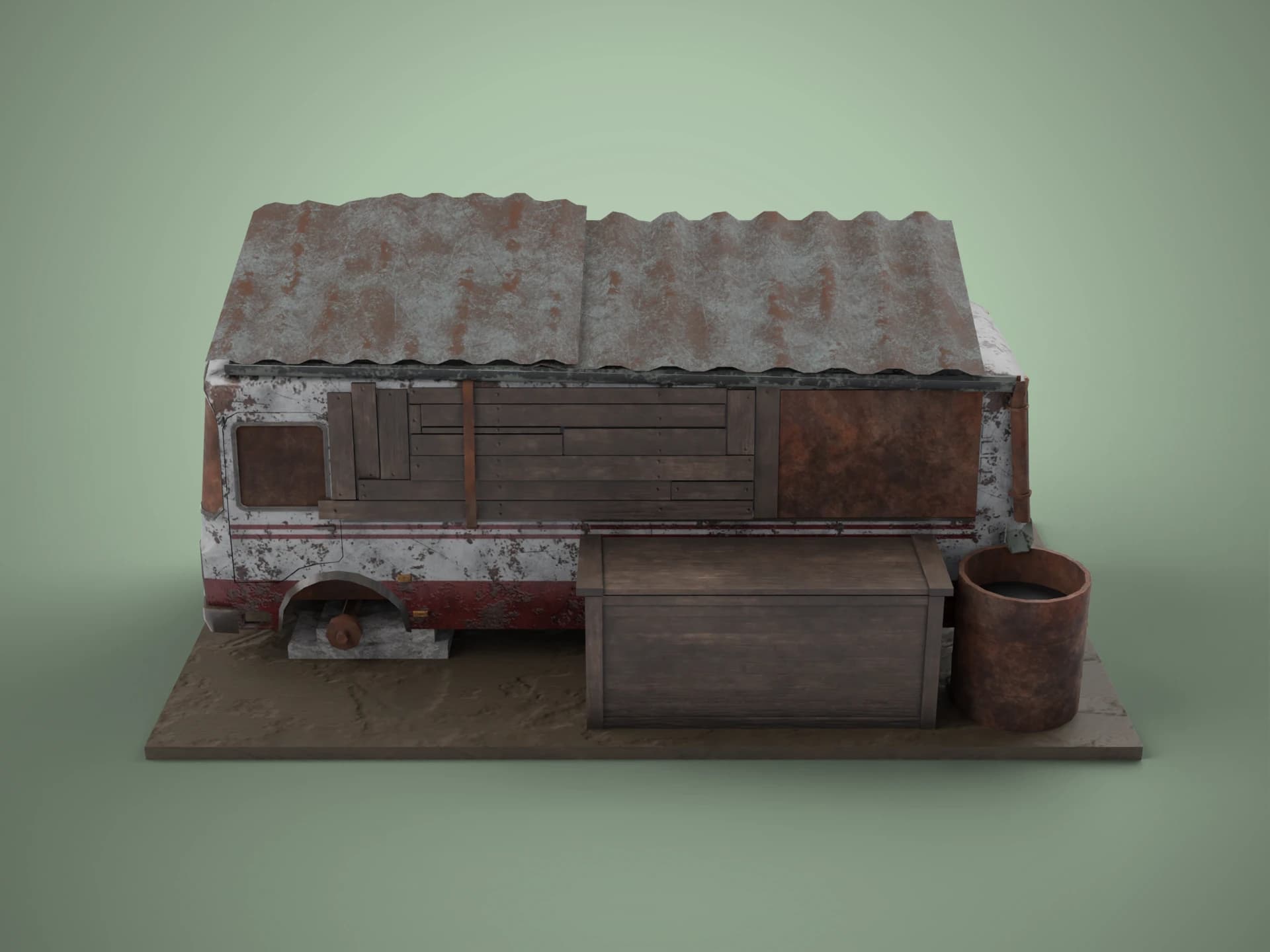 Rusty Bus House 3D Model
