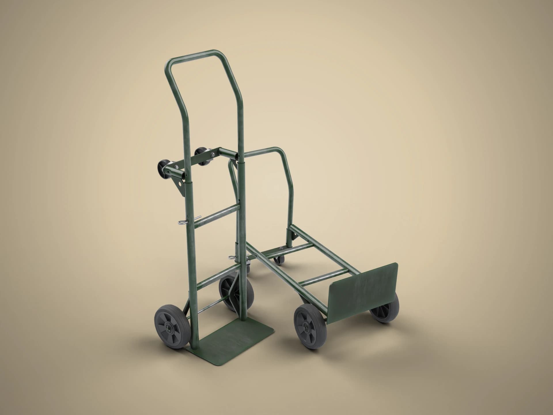 Old Green Hand Truck Dolly 3D Model