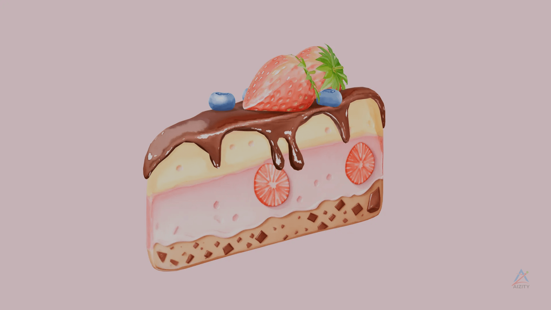 Handpainted Watercolor Cake – 3D Model
