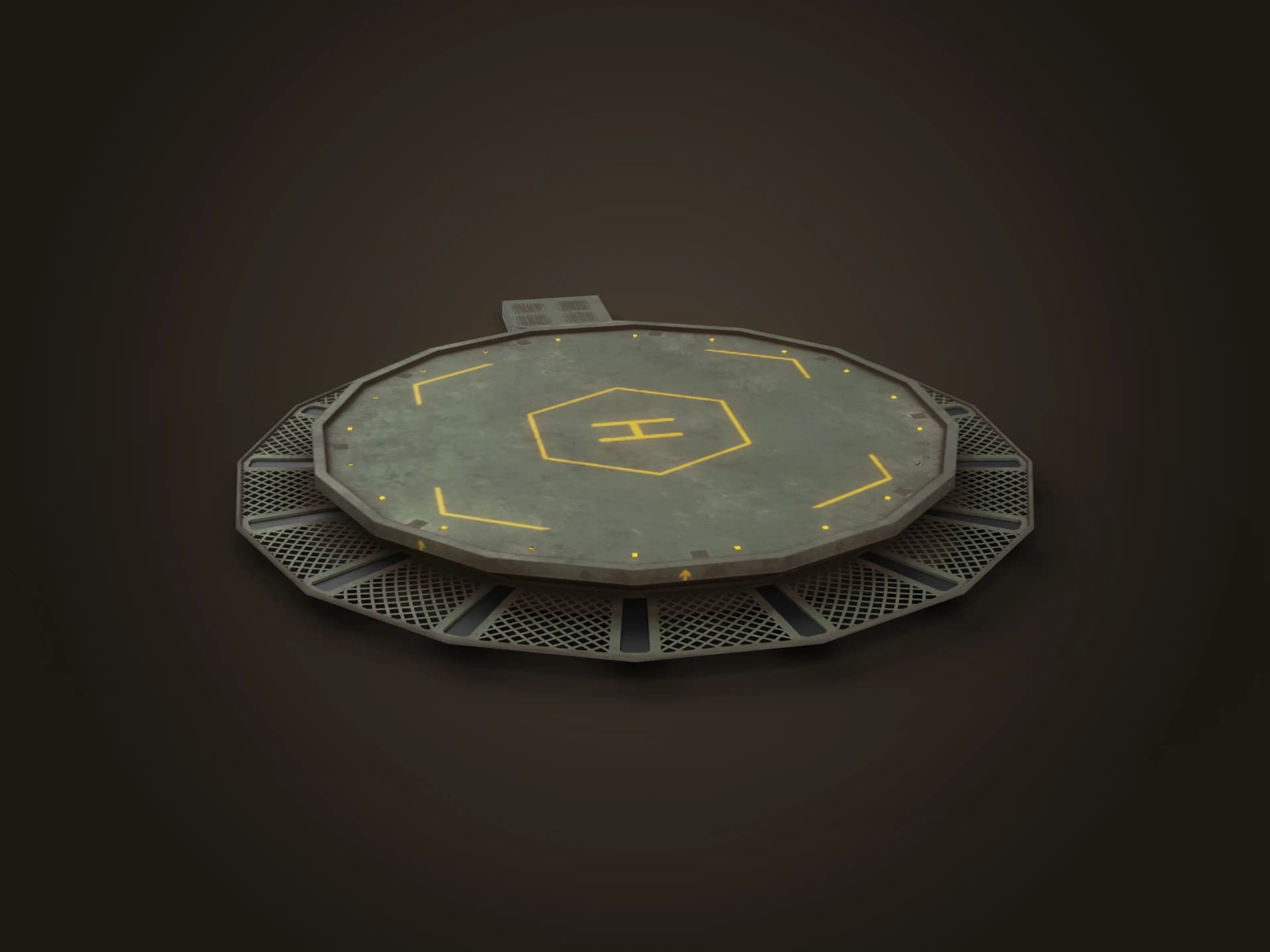 Raised Circular Helipad 3D Model