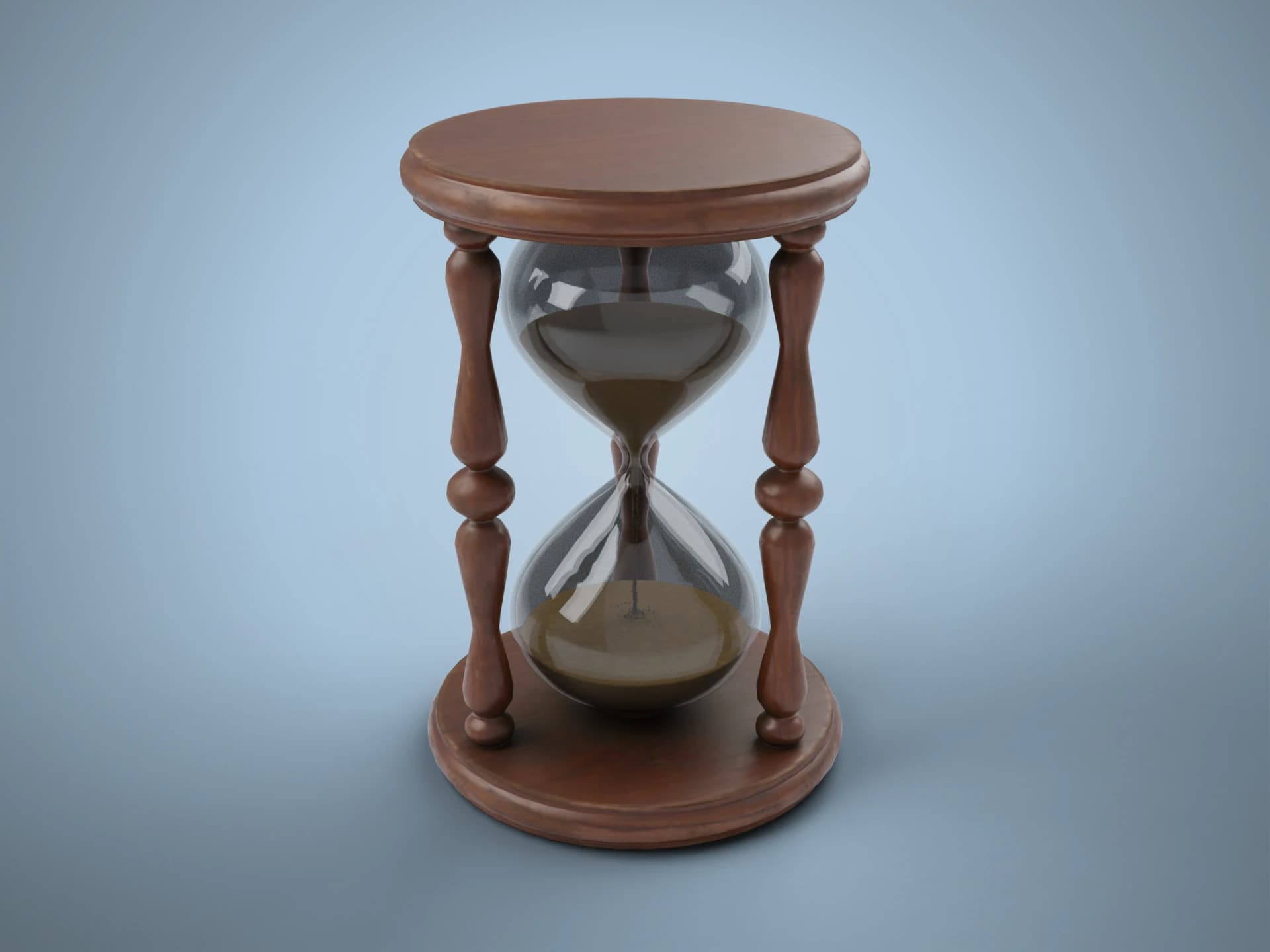Antique Wooden Hourglass 3D Model