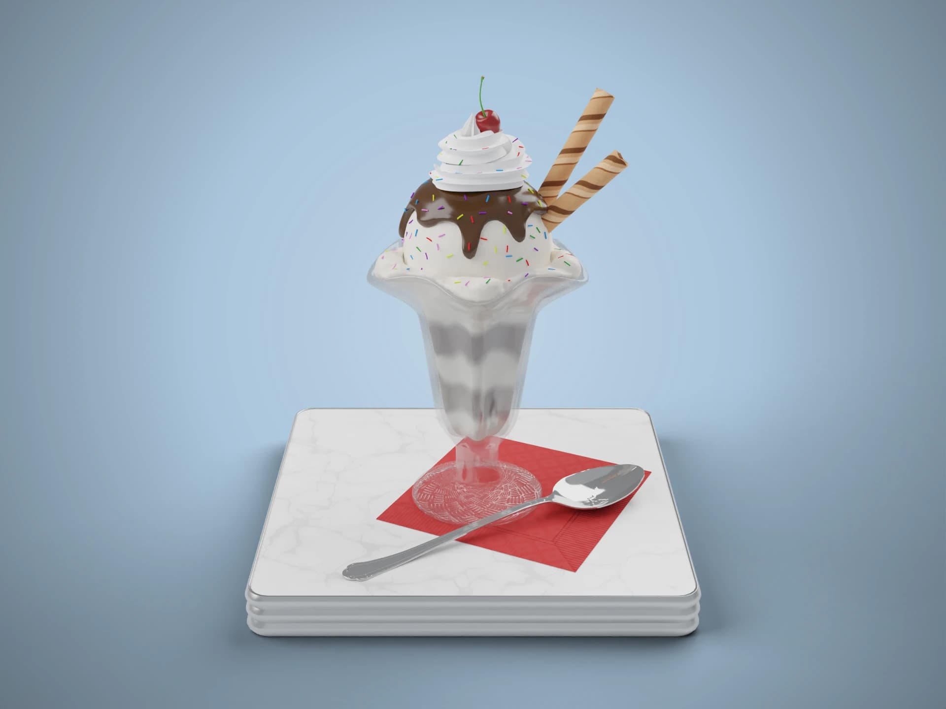 Classic Ice Cream Sundae 3D Model