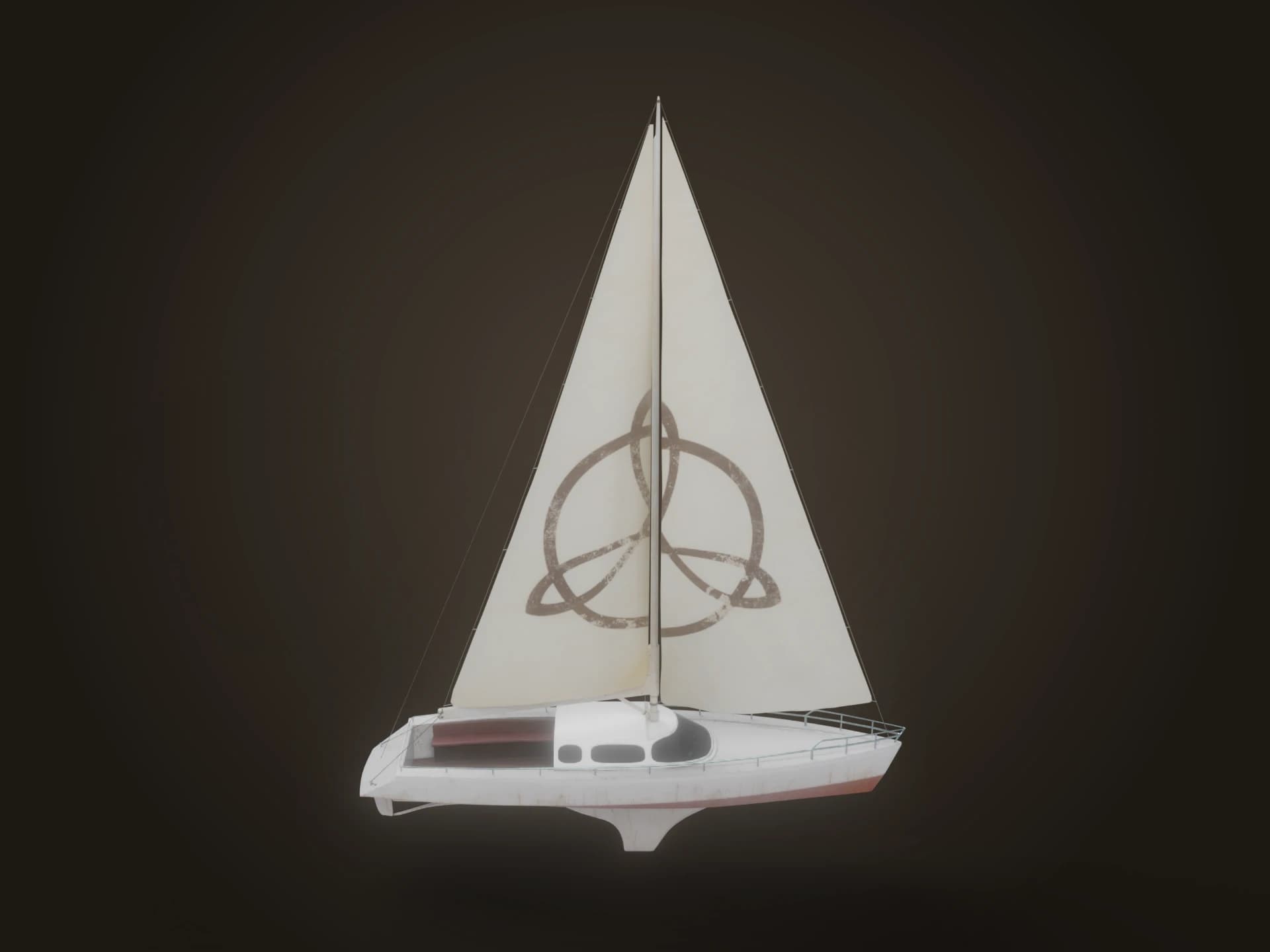 Old Wooden Sailboat 3D Model