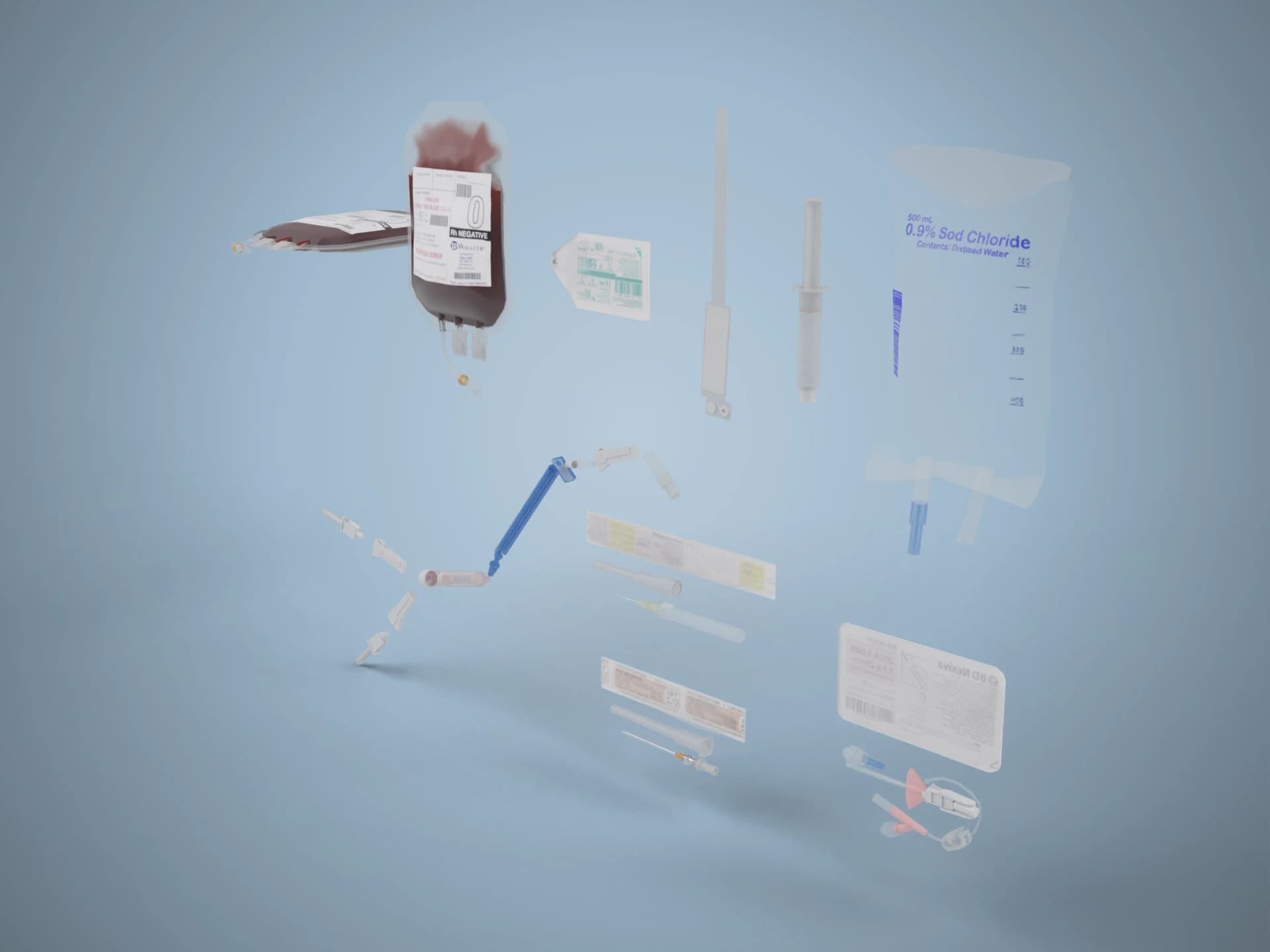 Hospital IV Drip and Medical Supplies 3D Model