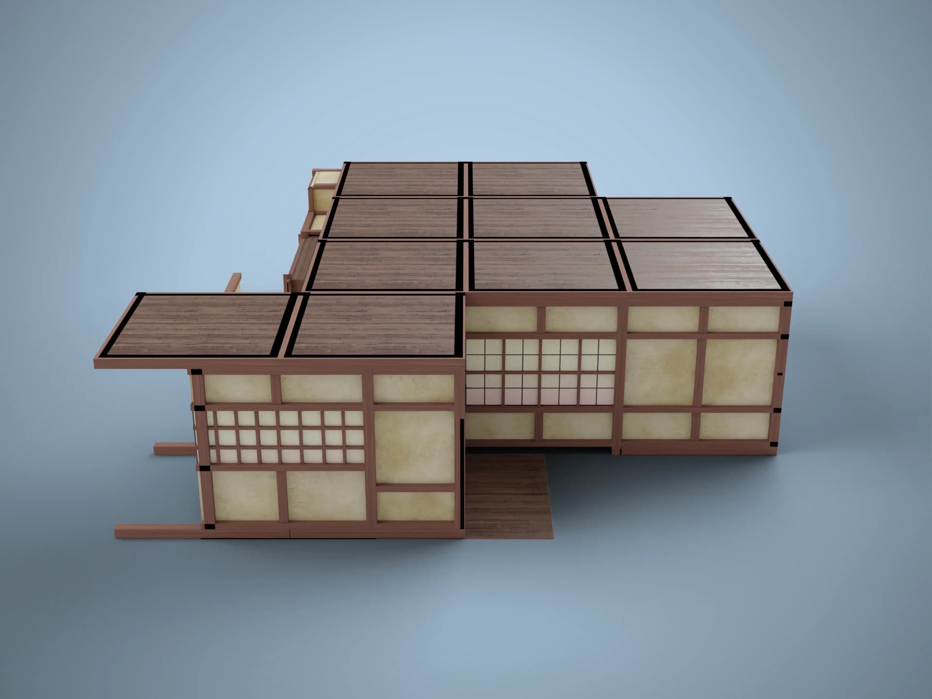 Traditional Japanese Machiya Townhouse 3D Model