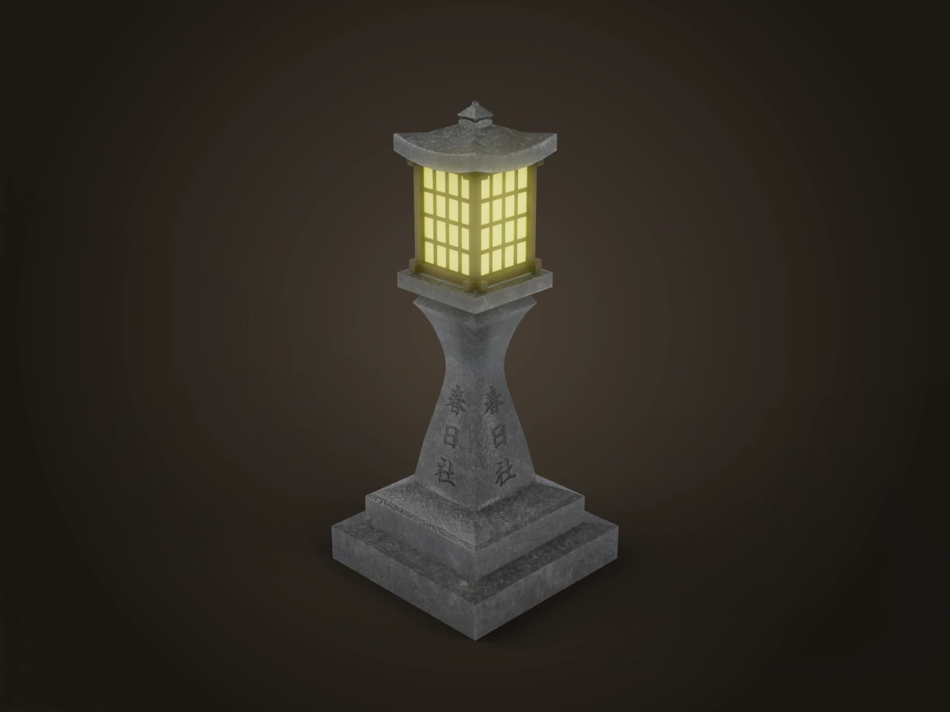 Japanese Stone Lantern Toro 3D Model