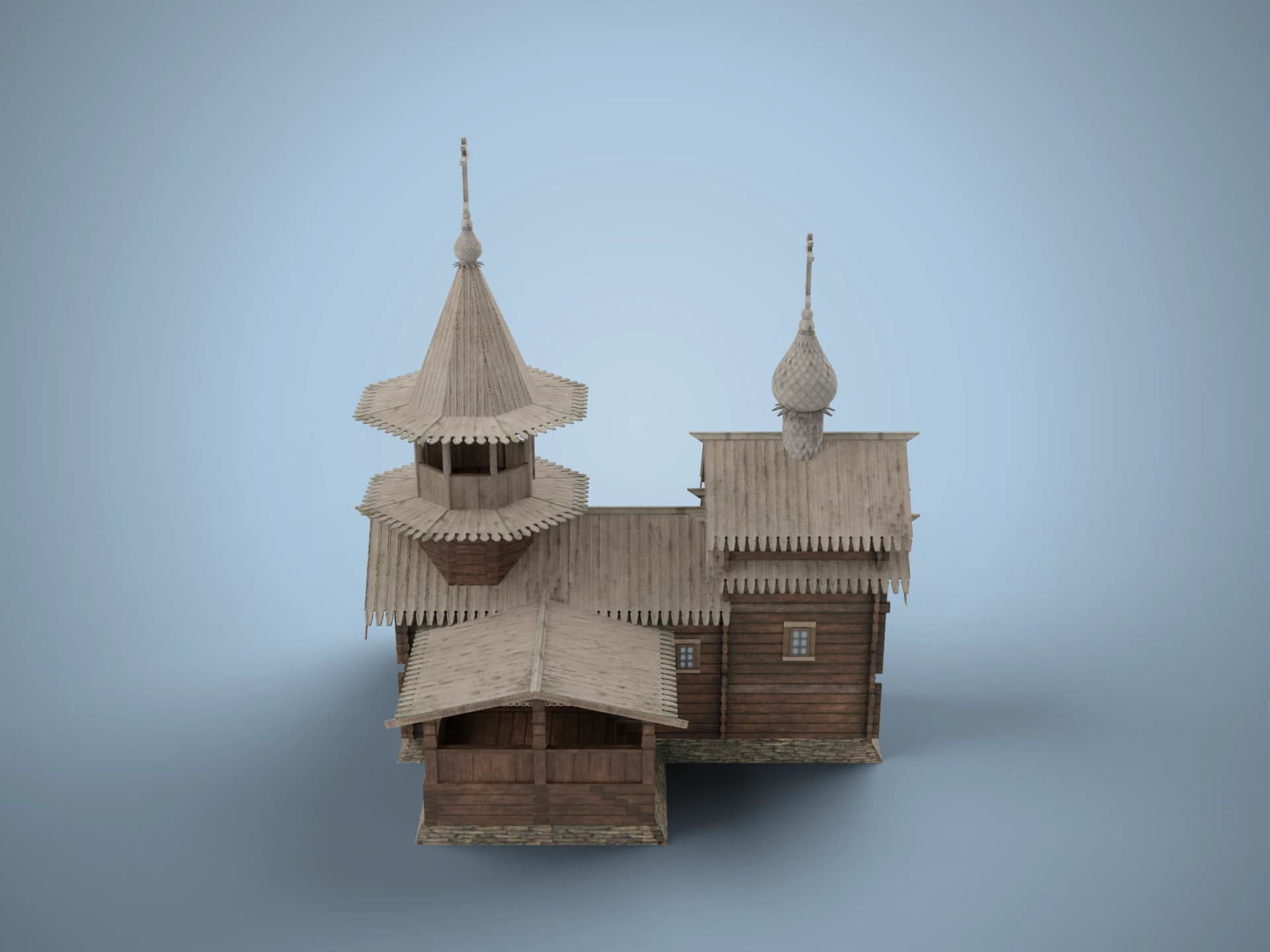 Wooden Karelian Orthodox Chapel 3D Model