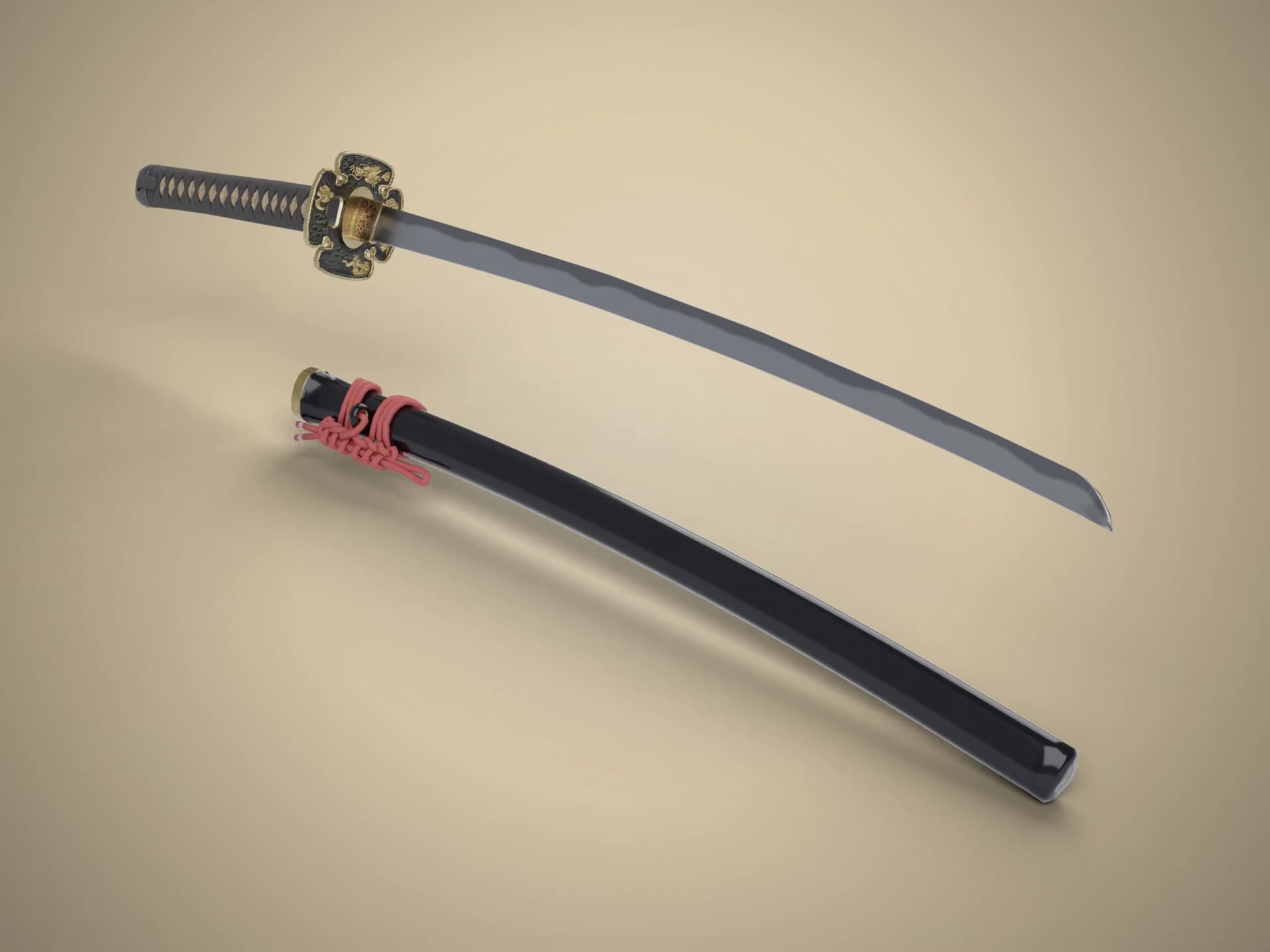 Katana Sword with Scabbard 3D Model