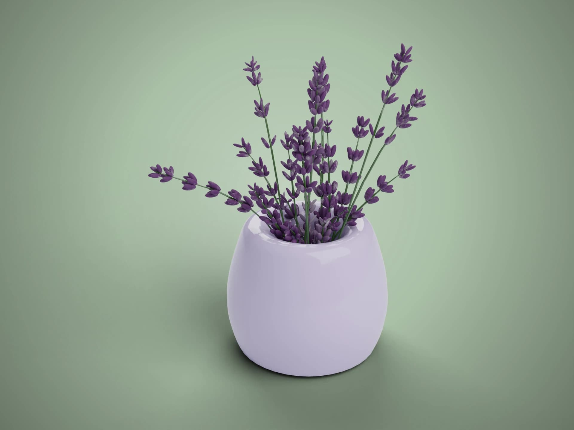 Lavender in a Ceramic Vase 3D Model