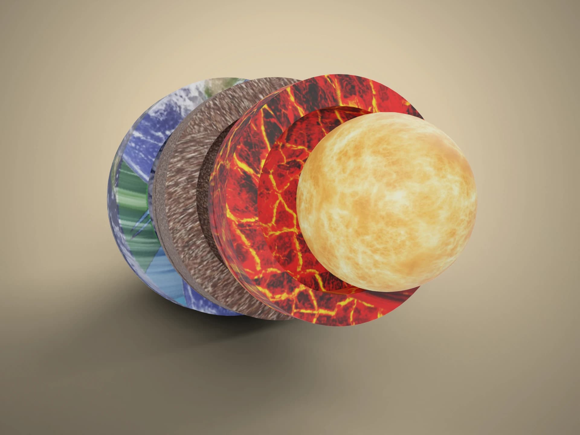 Earth Layers Cutaway Model 3D Model