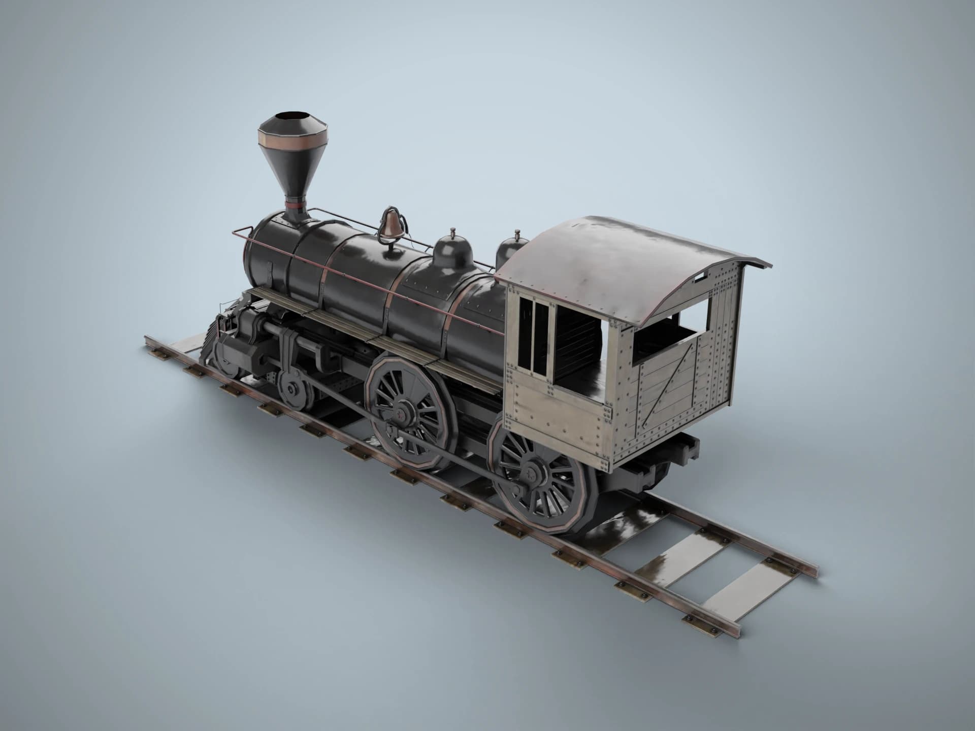 19th-Century Steam Locomotive 3D Model