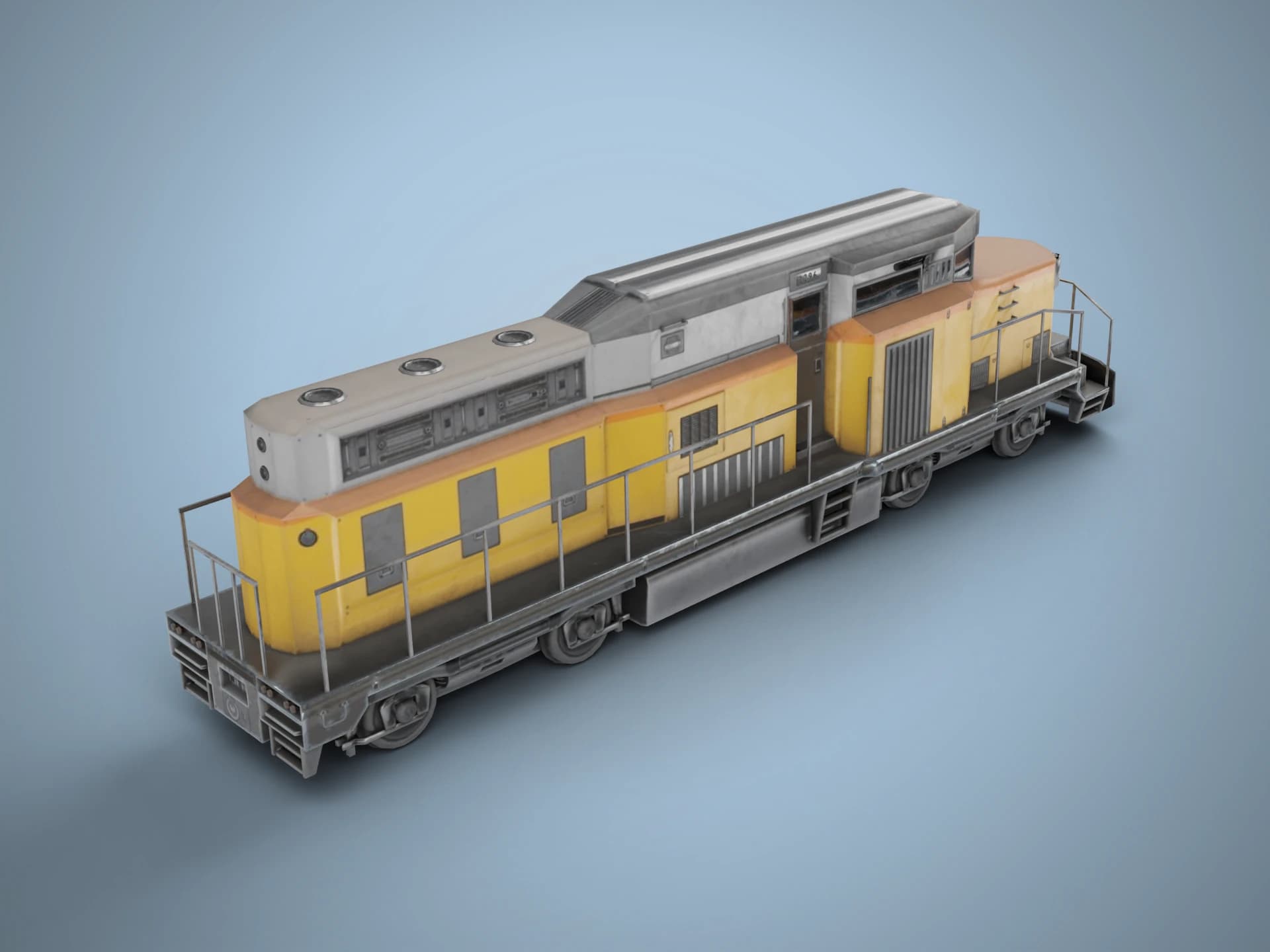 Yellow Diesel Switcher Locomotive 3D Model