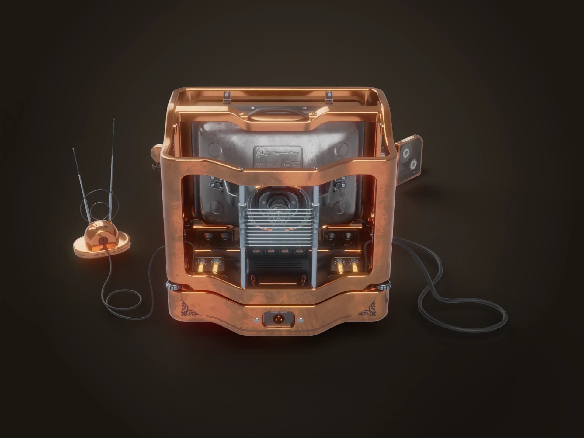 Retro-Futuristic Game Console and Monitor Set 3D Model