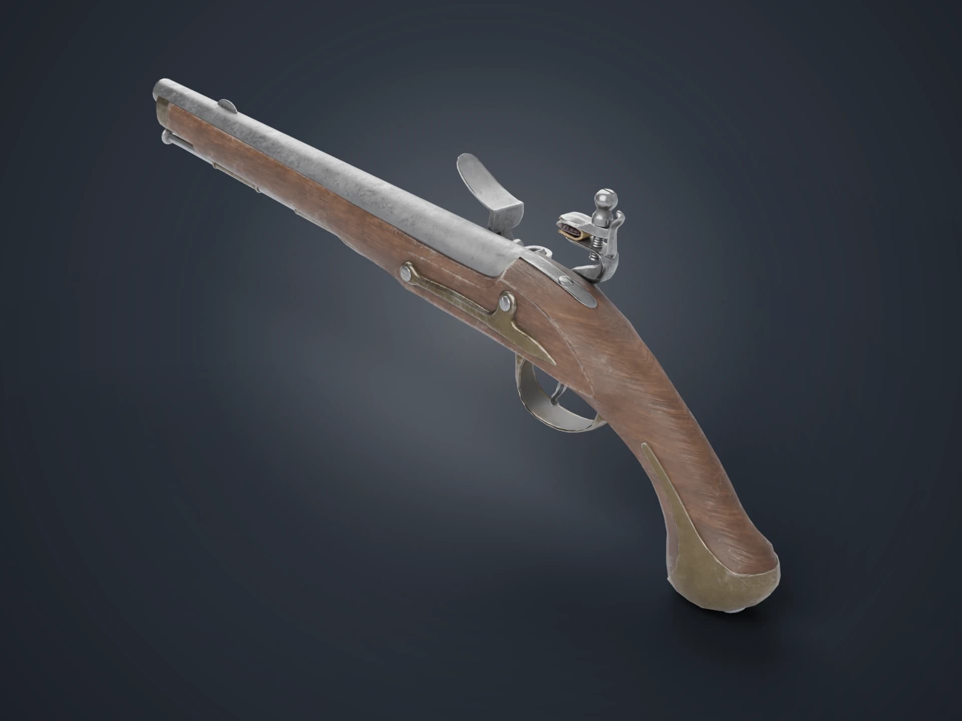 M1772 Flintlock Pistol 3D Model