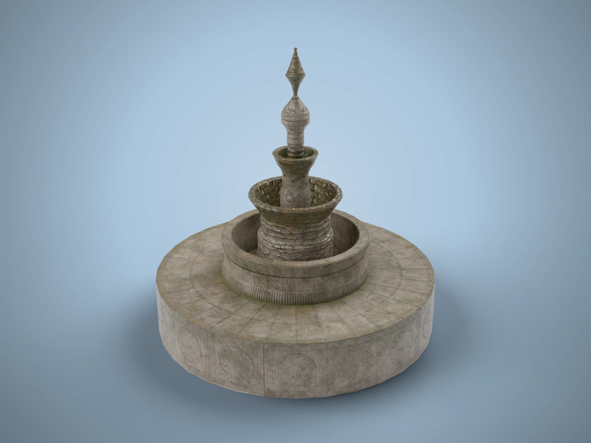 Medieval Stone Garden Fountain 3D Model