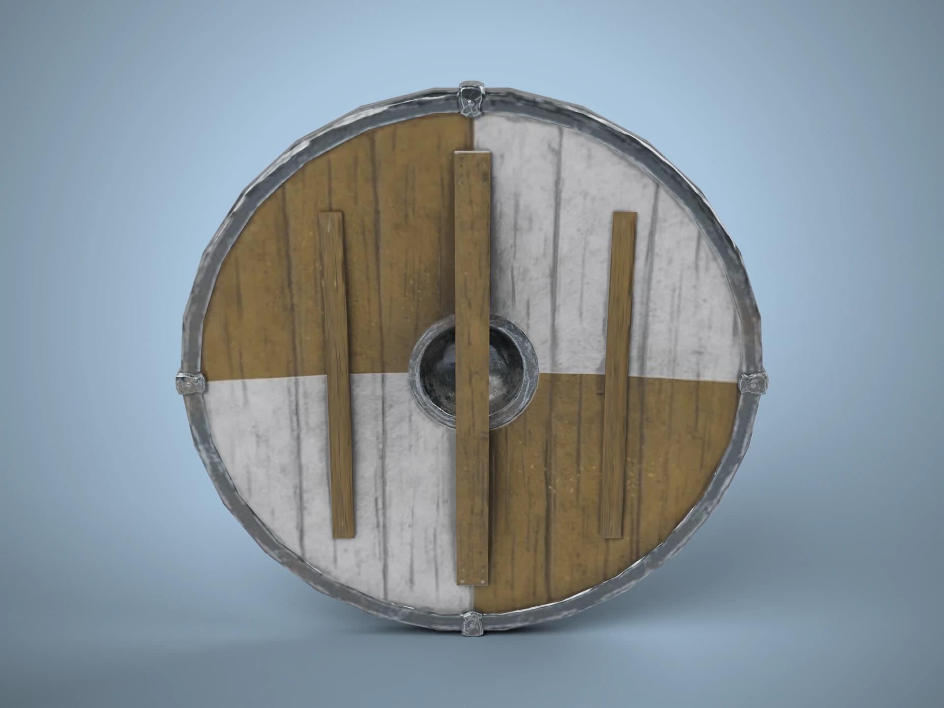 Medieval Wooden Round Shield 3D Model