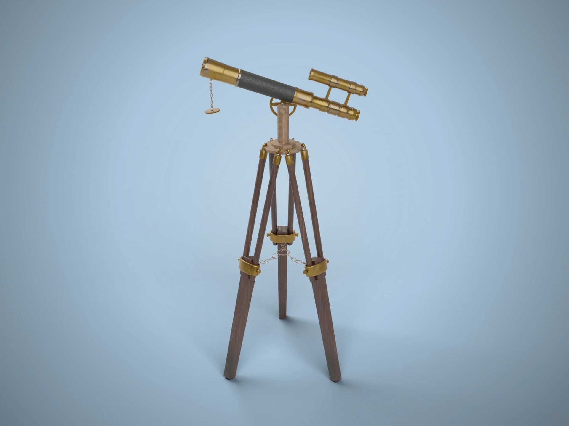 Antique Brass Telescope on Tripod 3D Model