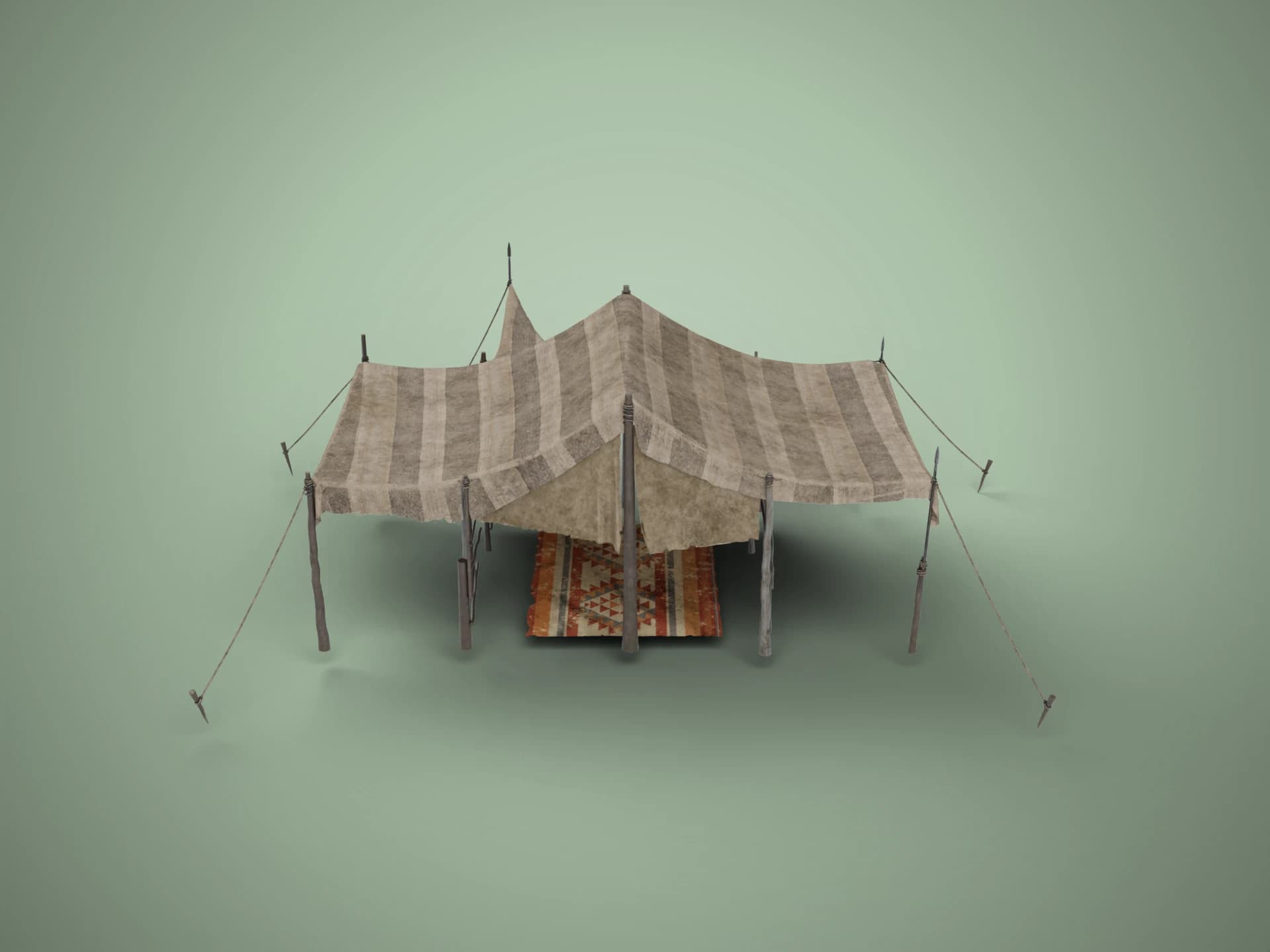 Medieval Market Tent with Wares 3D Model