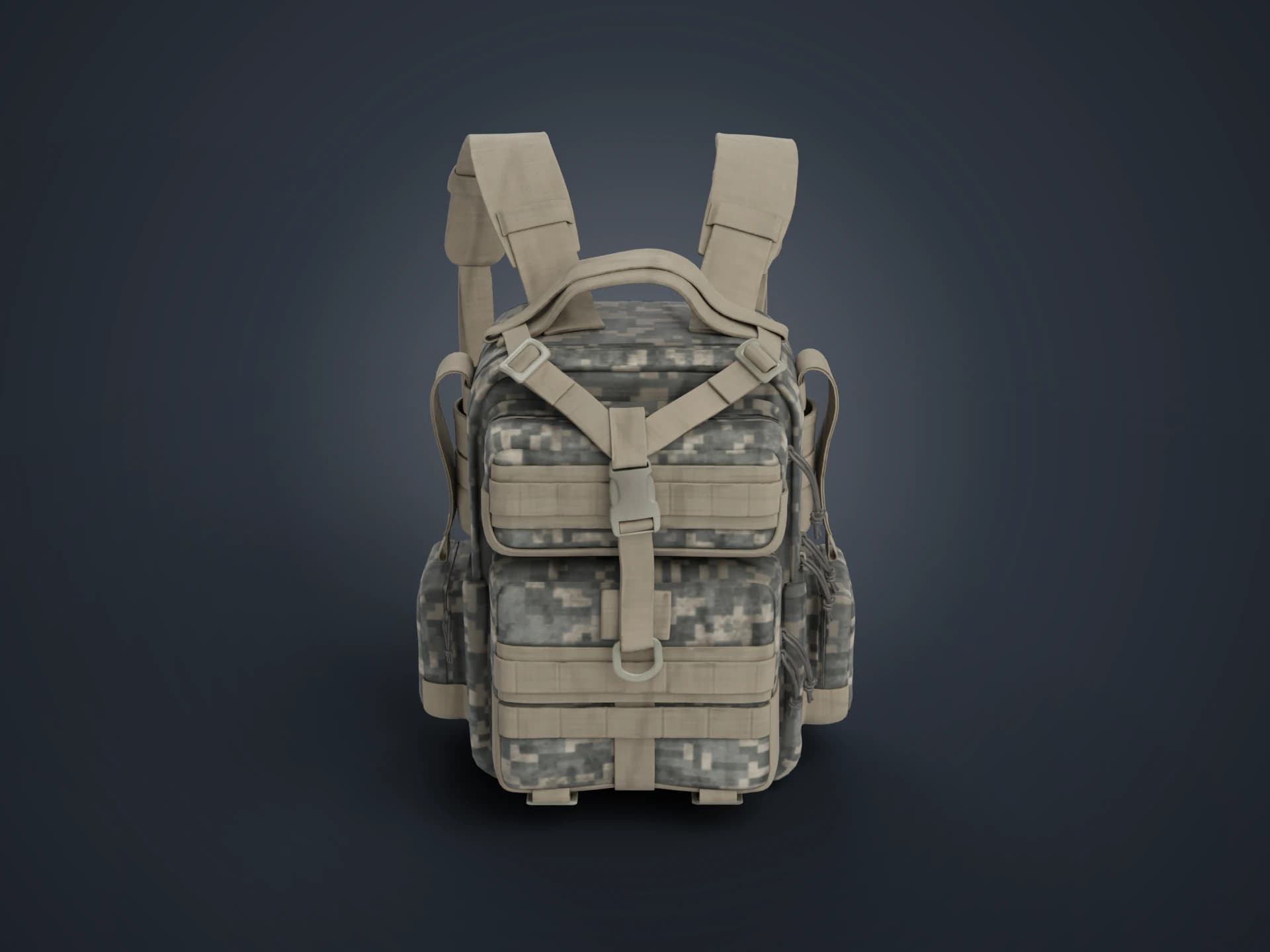Digital Camo Military Backpack 3D Model