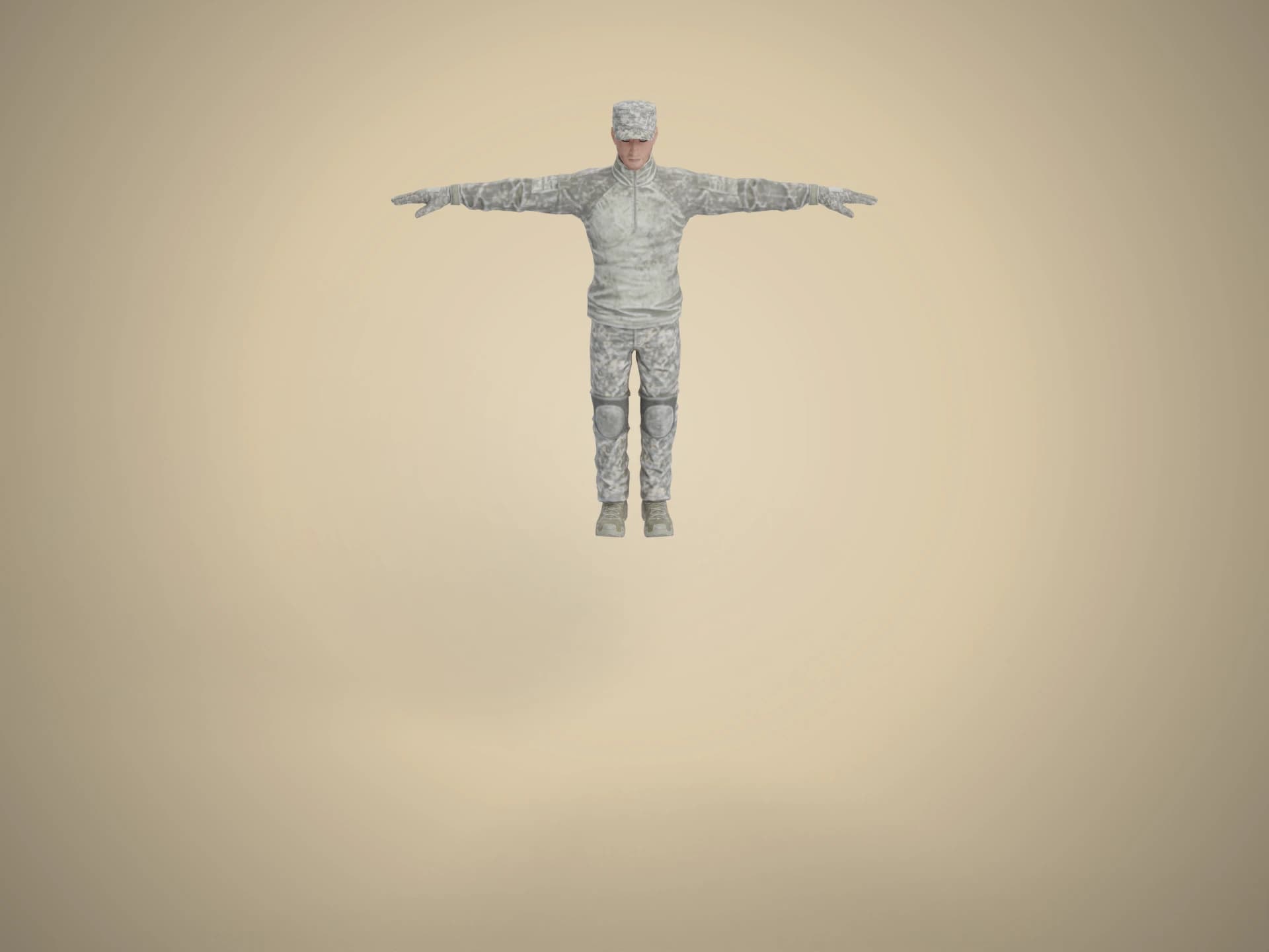 Soldier in Camouflage Uniform 3D Model