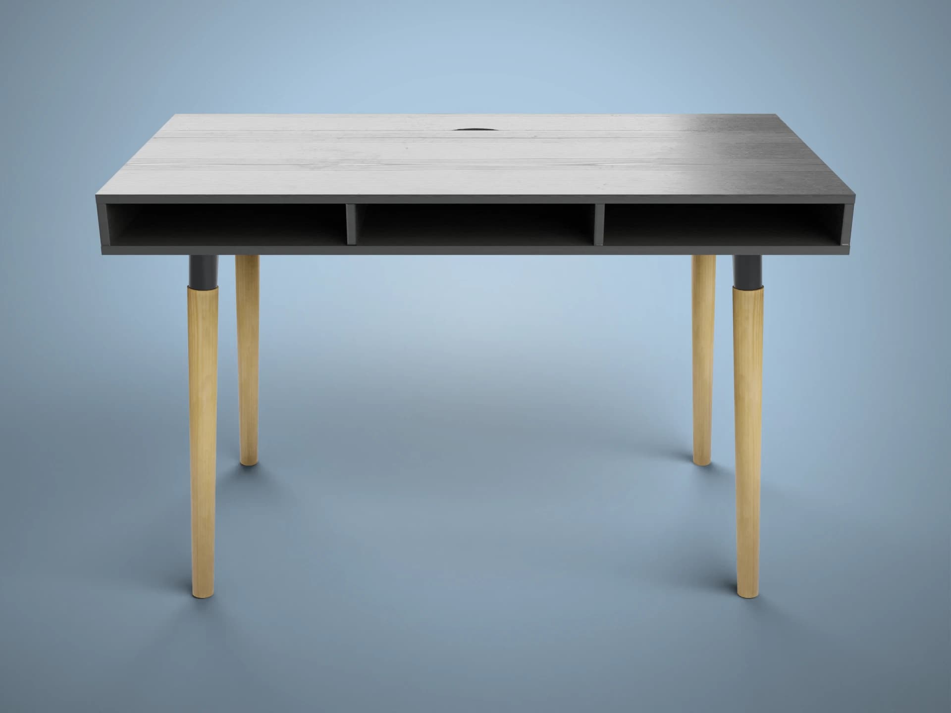 Minimalist Black Wooden Desk 3D Model