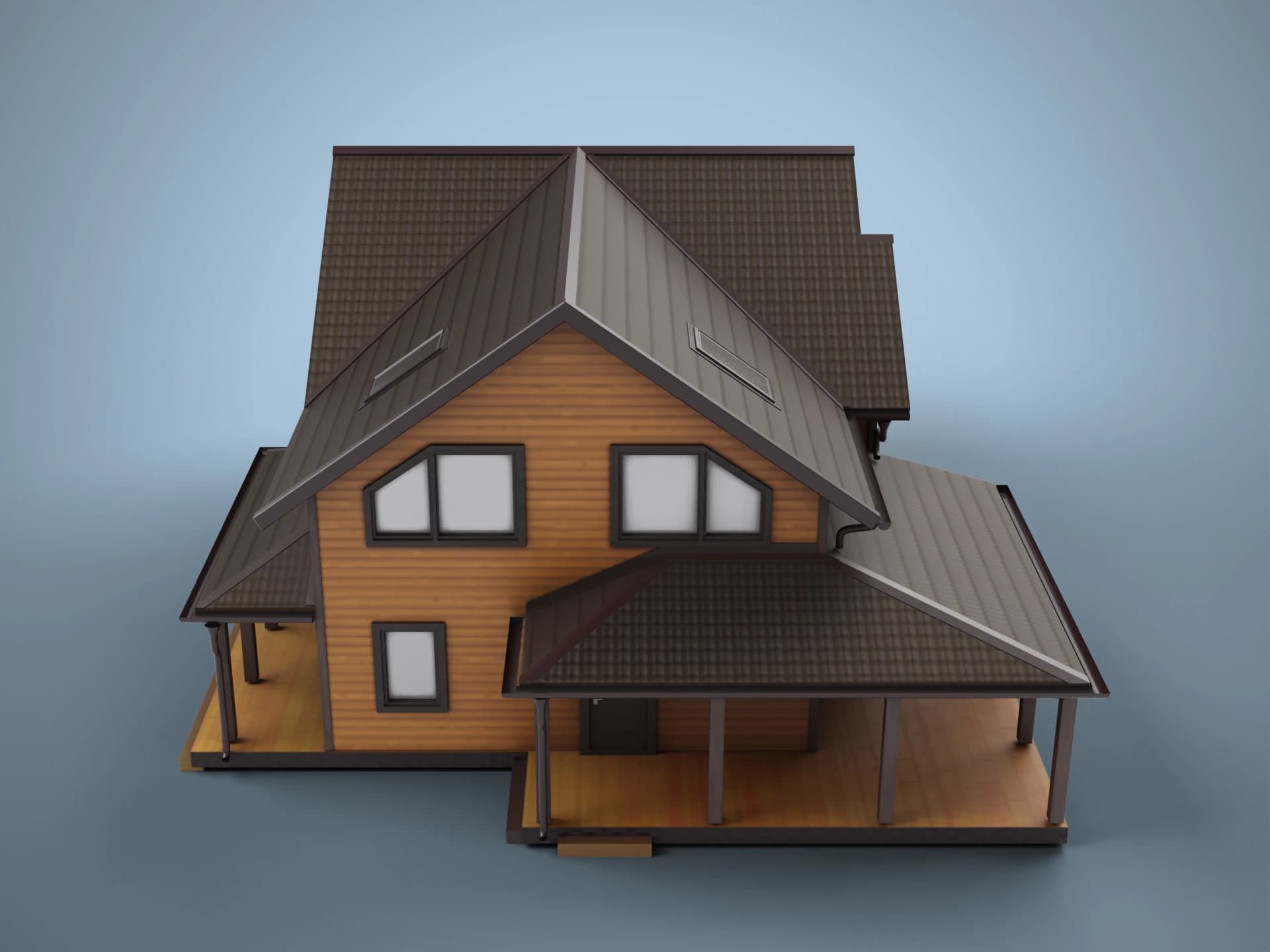 Modern Finnish-Style Timber Cottage 3D Model