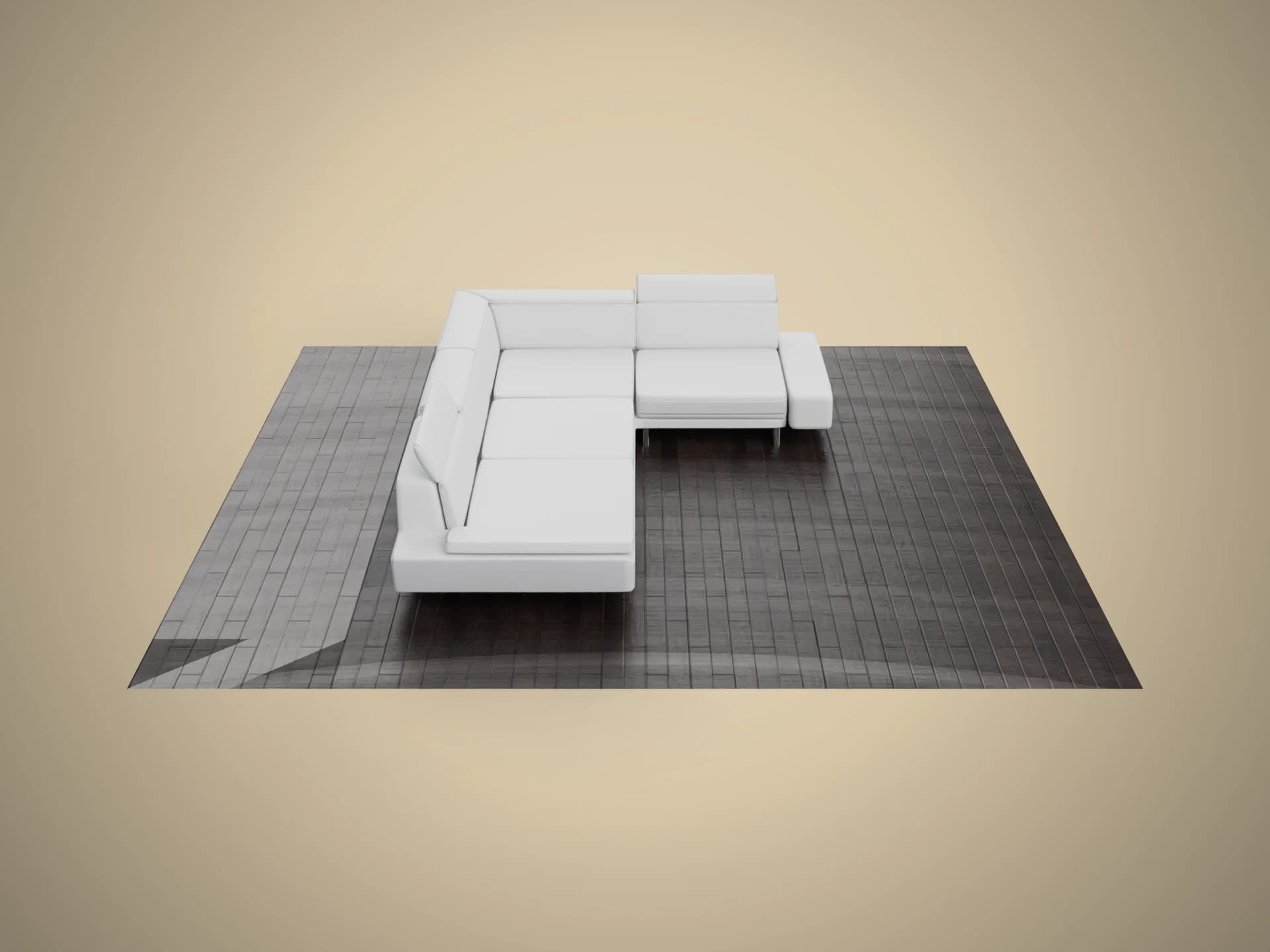 Modern White Sectional Couch 3D Model