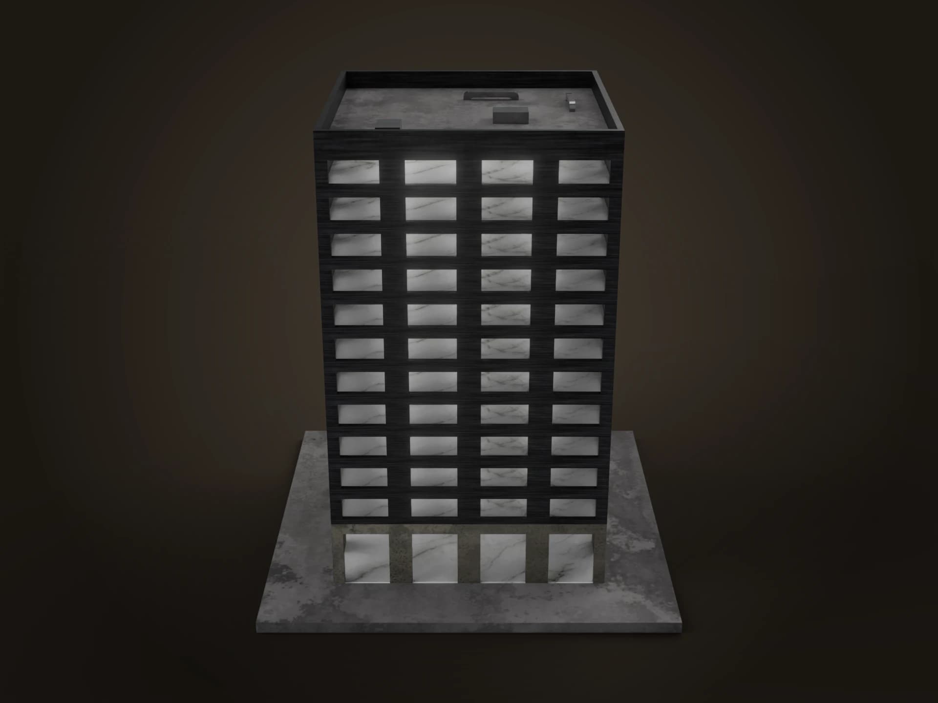 Modern 12 Storey Office Building 3D Model