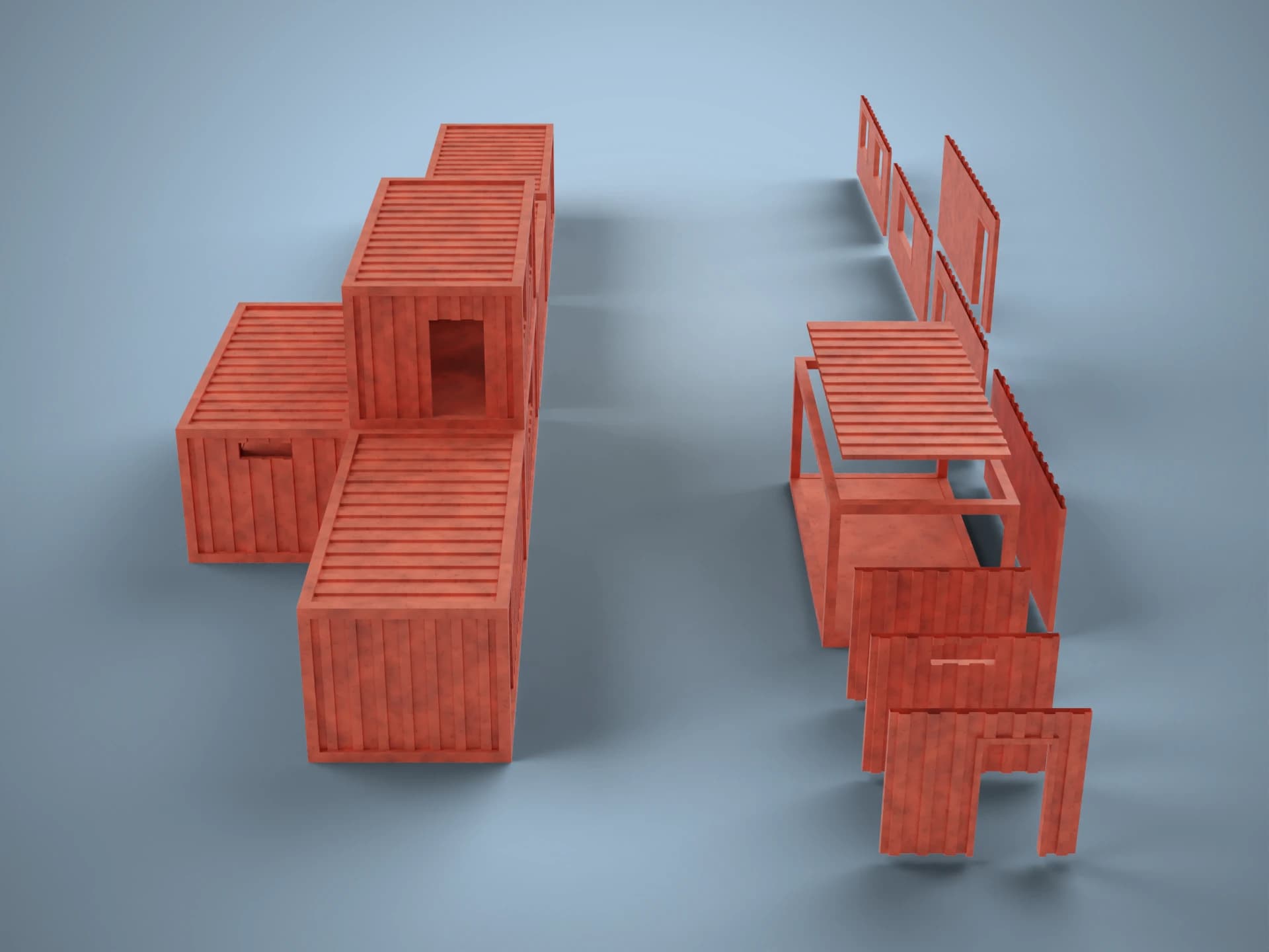 Modular Shipping Container House Kit 3D Model