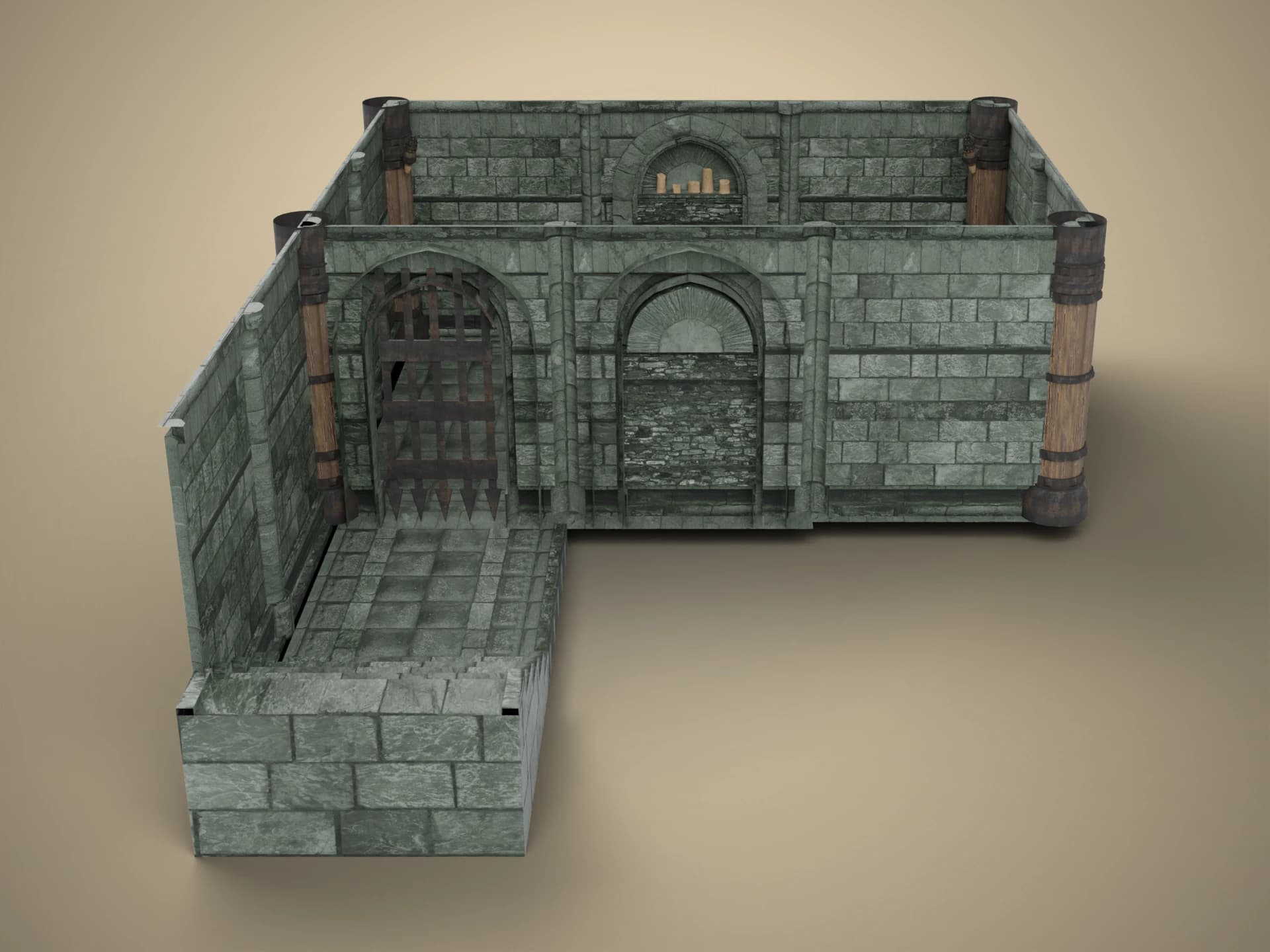 Modular Dungeon Room 3D Model