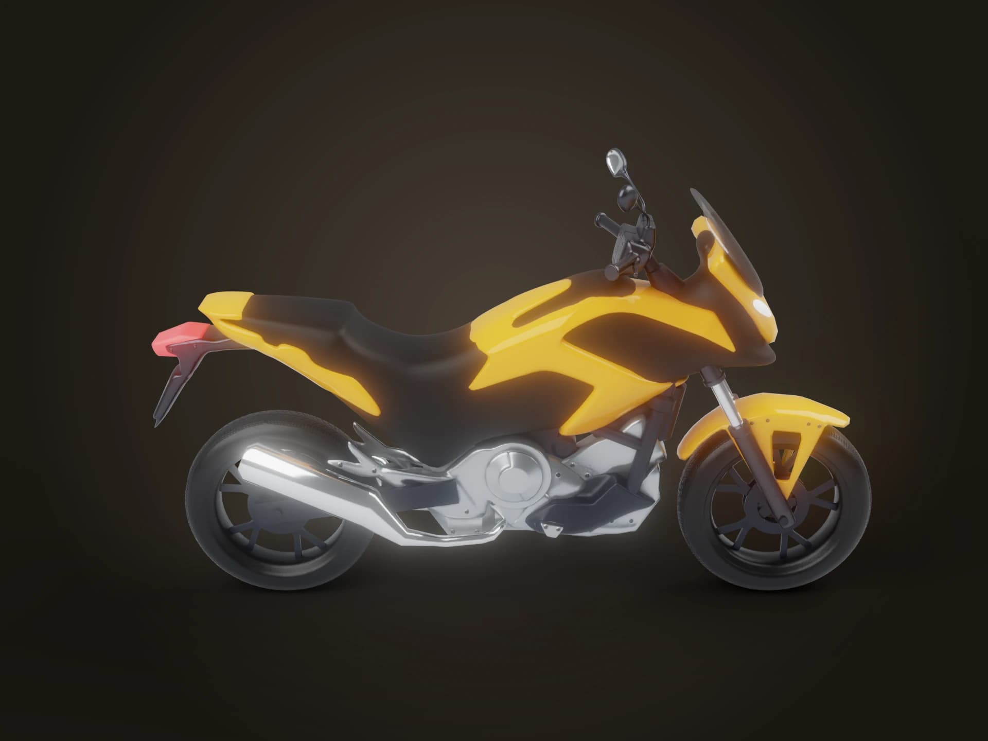 Yellow Adventure Touring Motorcycle 3D Model