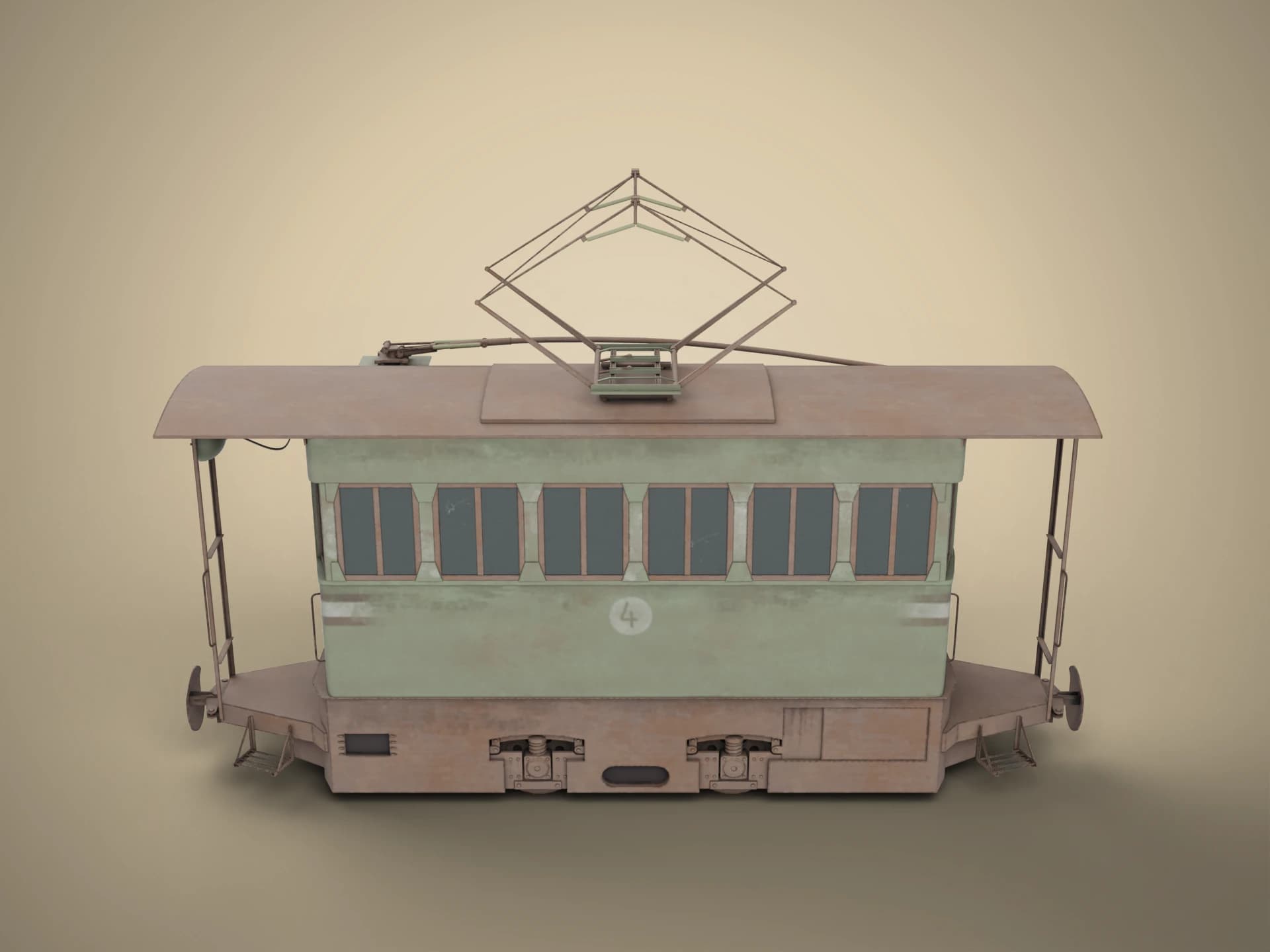 Narrow-Gauge Electric Locomotive 3D Model