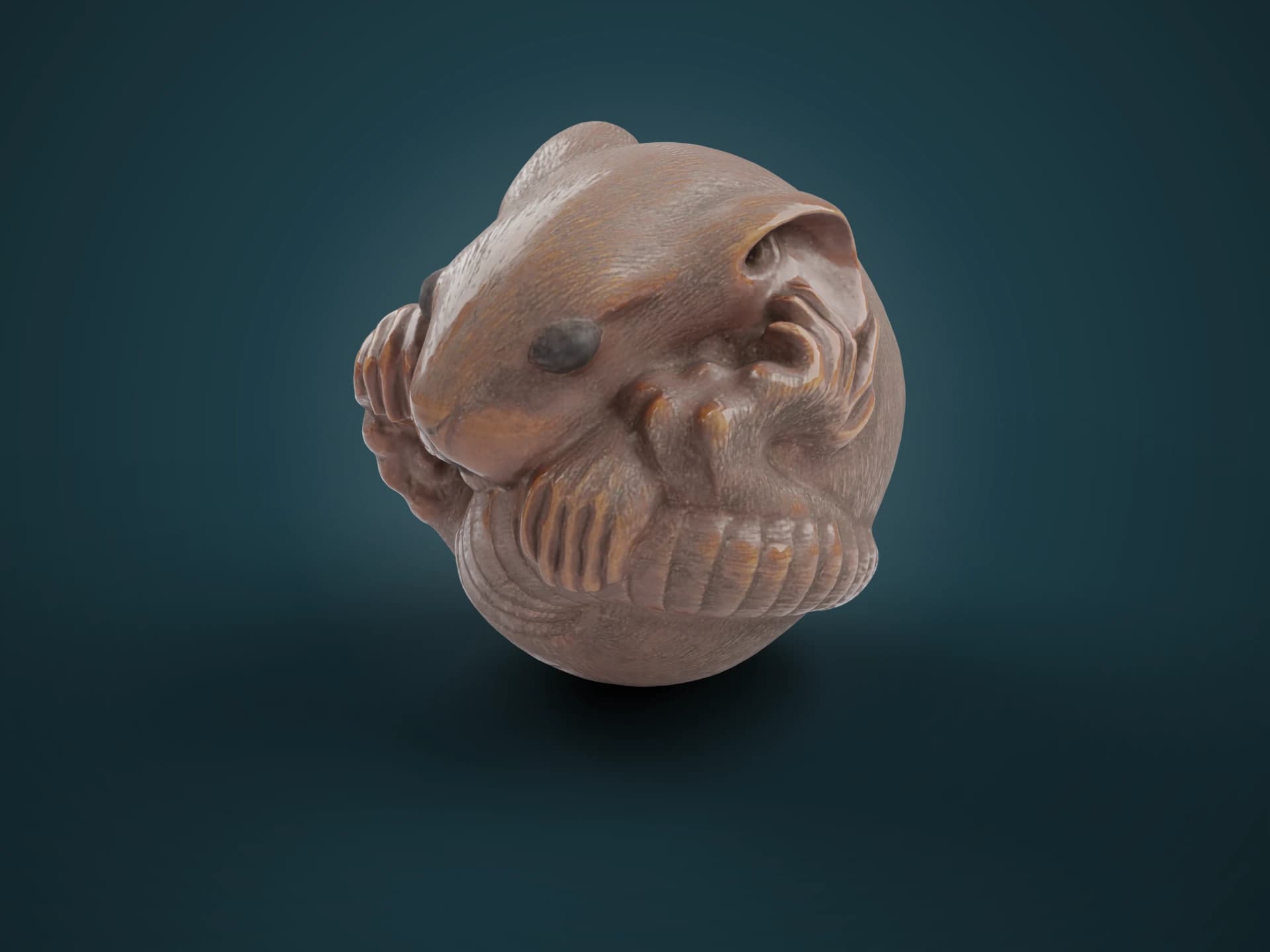 Japanese Netsuke Curled Rat Carving 3D Model