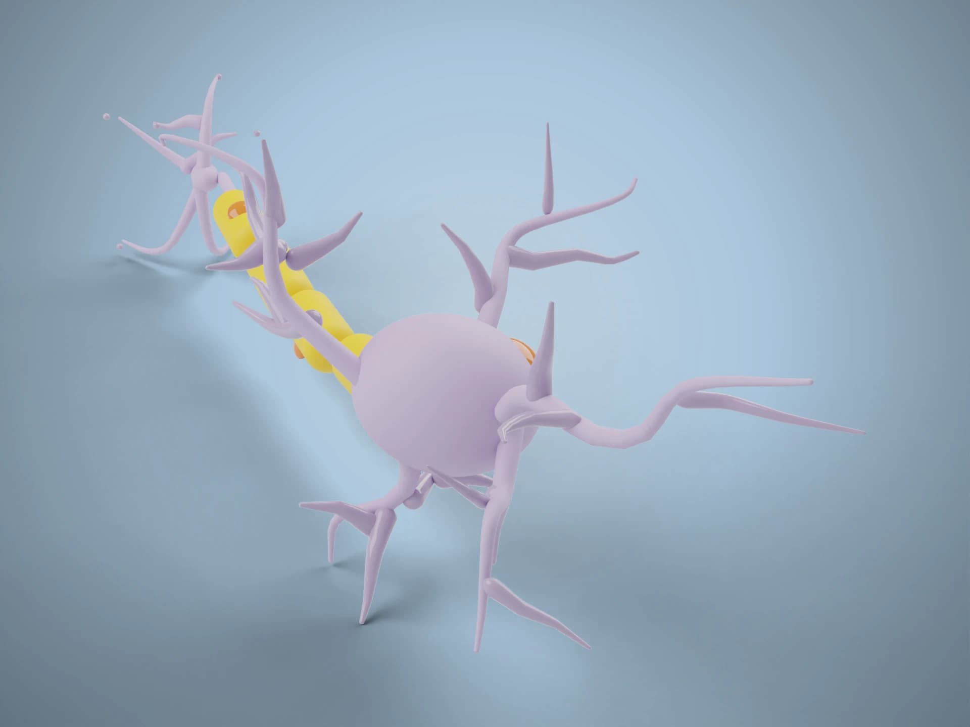 Labelled-Style Neuron Diagram 3D Model